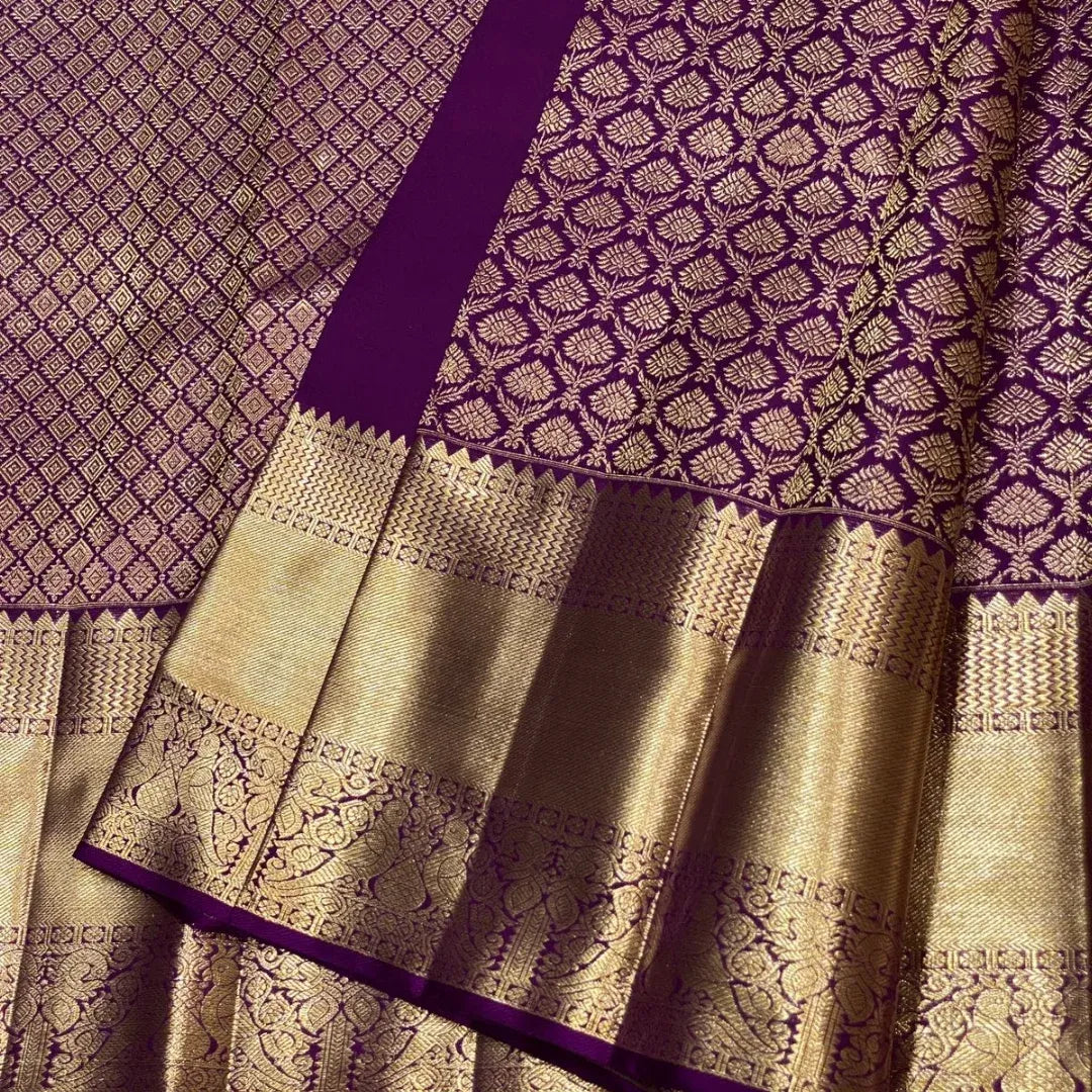 Aayna Resplendent Purple Soft Banarasi Silk Saree With Felicitous Blouse Piece - view 3