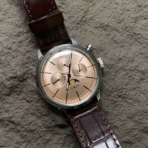 Timex Marlin Rose Gold-Tone Round Dial Analog Moon Phase Men's Watch 40mm TWEG26801 - view 3