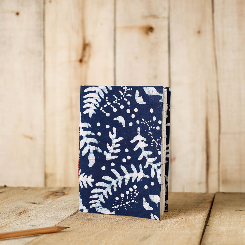 BINDAAS UNLIMITED Blue - Batik Fabric Cover Handmade Paper Notebook (7 x 5 in)
