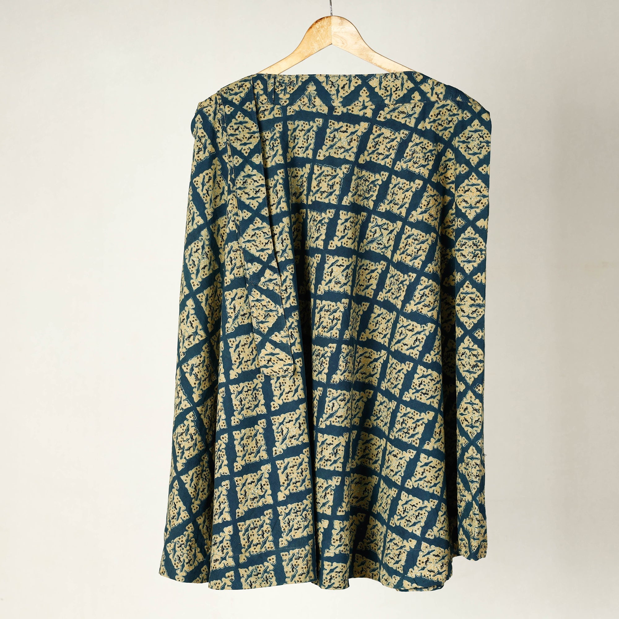 NOORI BAZAR Blue - Ajrakh Block Printed Cotton Wrap Around Skirt