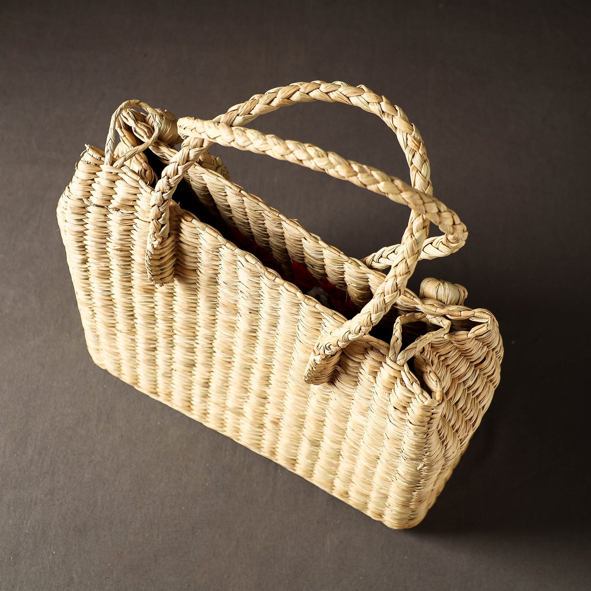 ITOKRI CRAFTS INITIATIVE Beige - Handcrafted Natural Water Reed Embroidered Shopping Bag - view 5