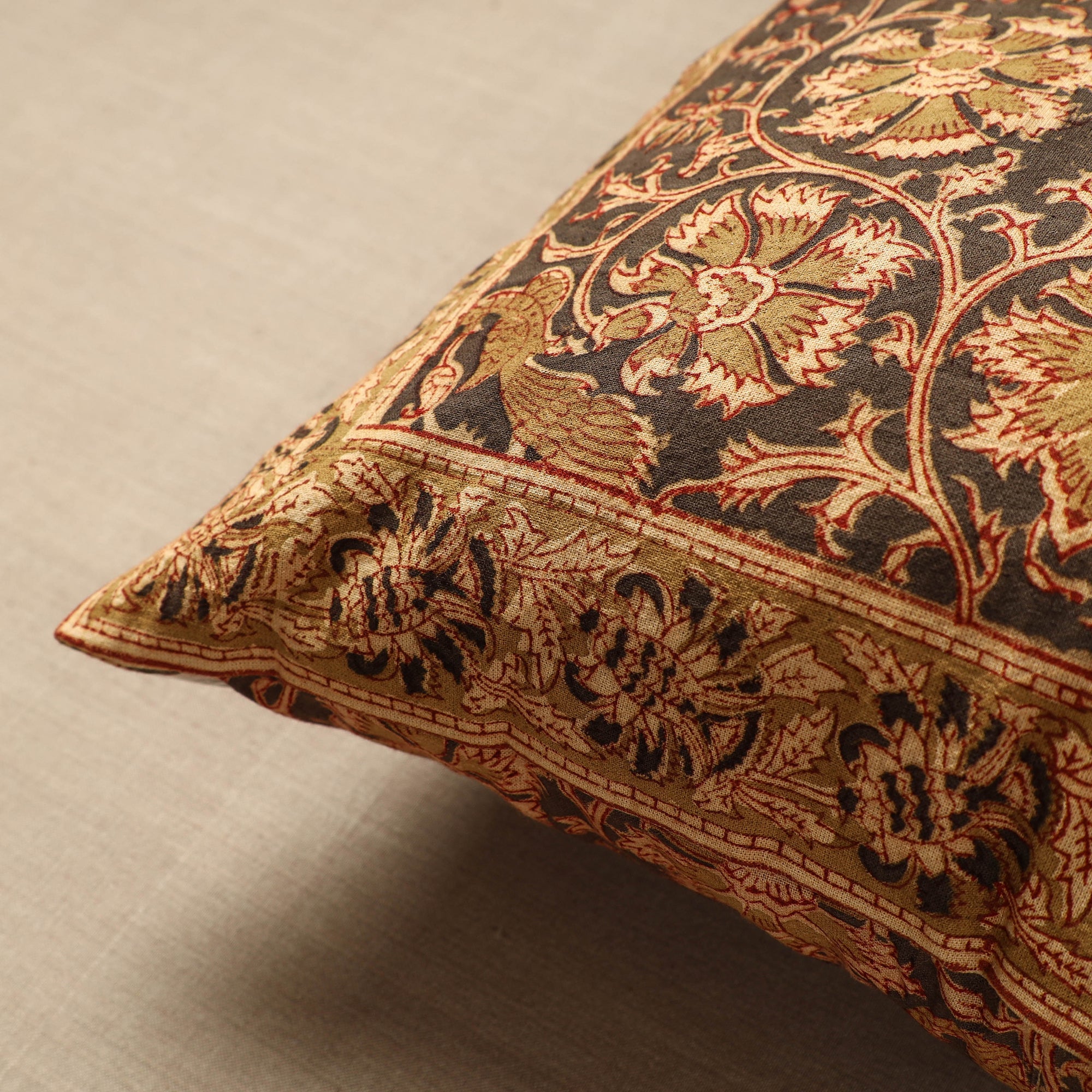PITCHUKA SRINIVAS KALAMKARI PEDANA Brown - Original Pedana Block Print Cotton Kalamkari Cushion Cover 41 - view 2
