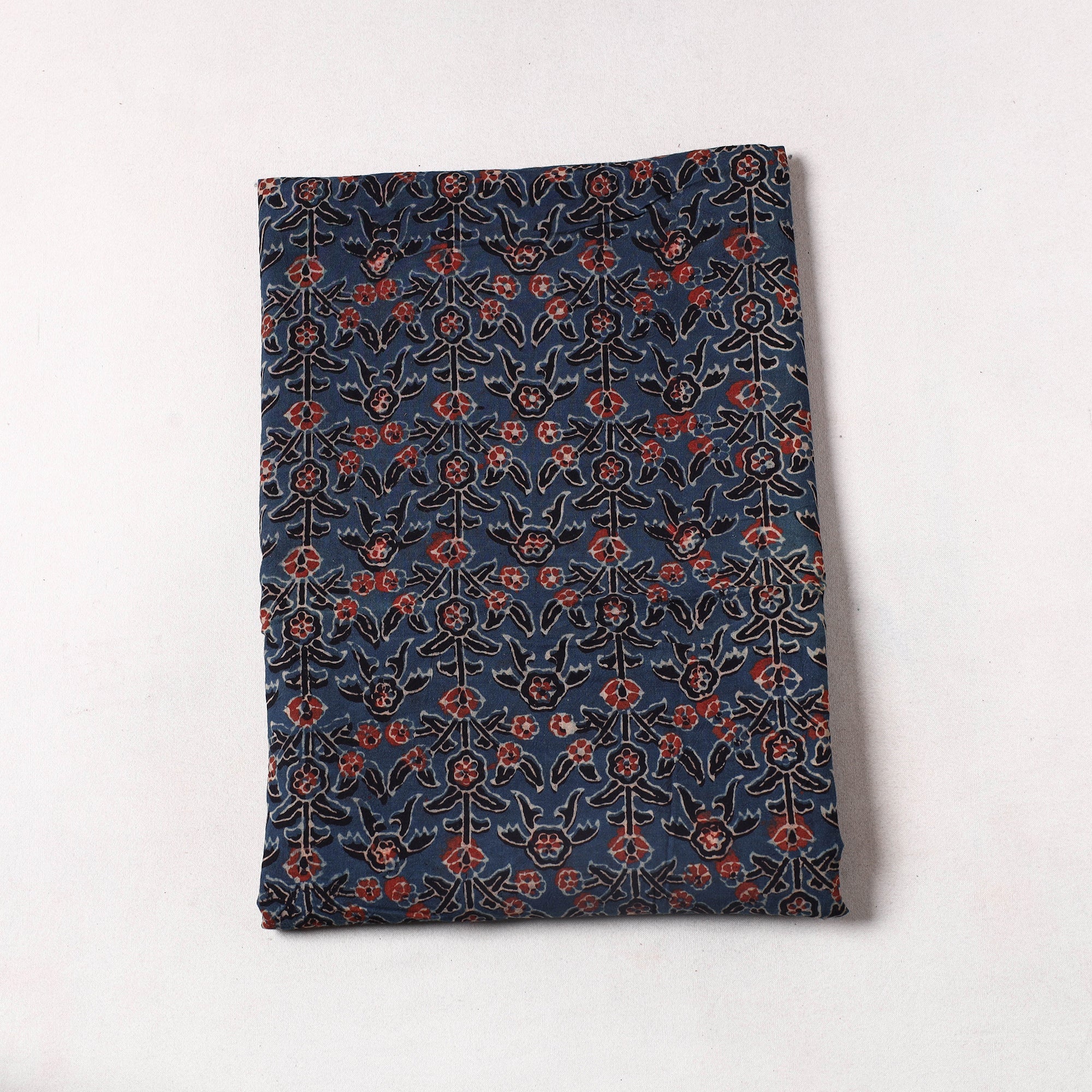 KACHCHH JI CHHAAP Blue - Ajrakh Block Printed Cotton Precut Fabric (1.6 meter) 19