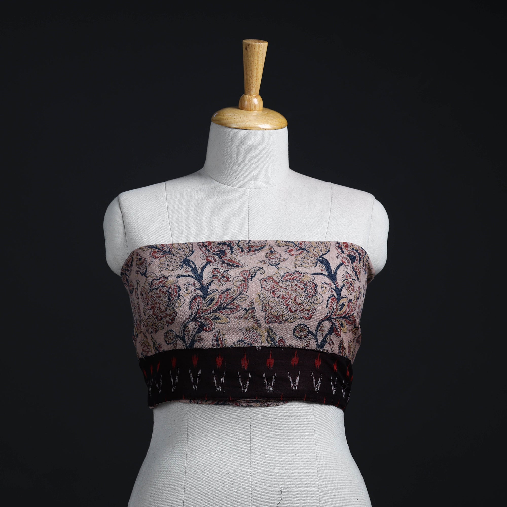 NOORI BAZAR Beige - Block Print Woollen Kalamkari Blouse Piece 45
