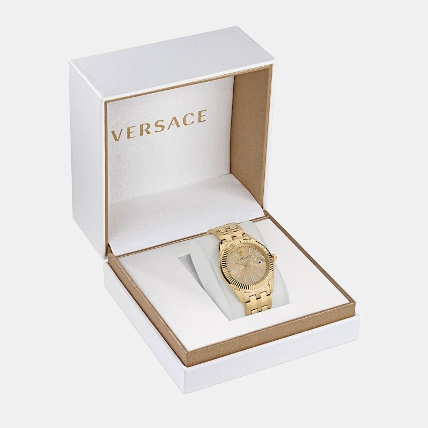 Versace Greca Men Quartz Gold Dial Analog Stainless Steel Watch VE3K00522 - view 4