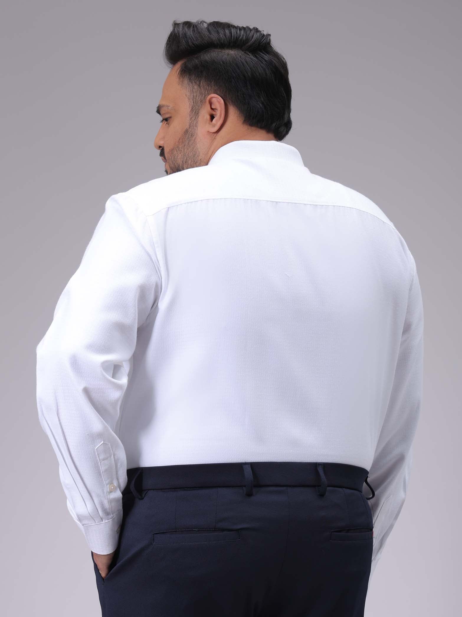 HARDSODA Men's Plus Size White Regular Fit Solid Formal Shirt - view 4