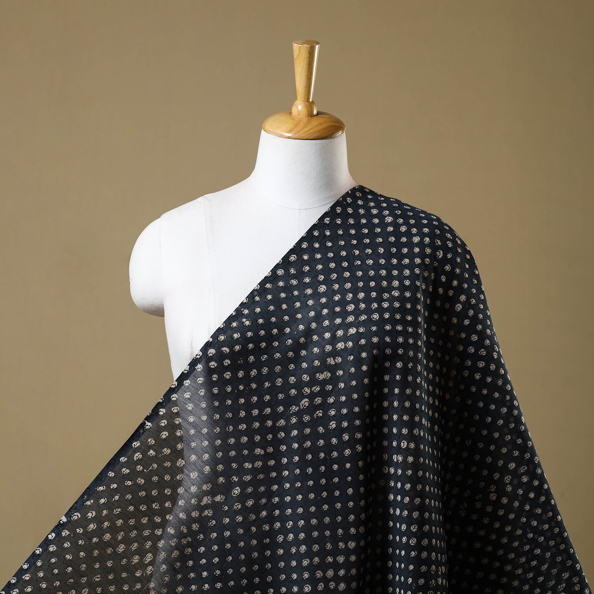 HAVELI CHRONICLES Black - Hand Block Print Chanderi Silk Jahota Fabric 11