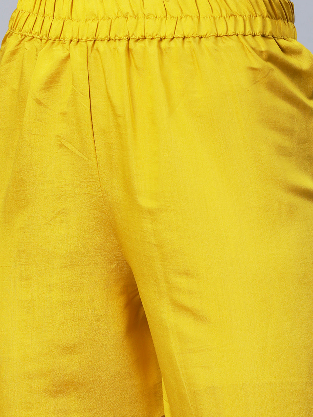 Fashor Ethnic Embroidered A-Line Kurta with Pant & Dupatta - Yellow - view 9