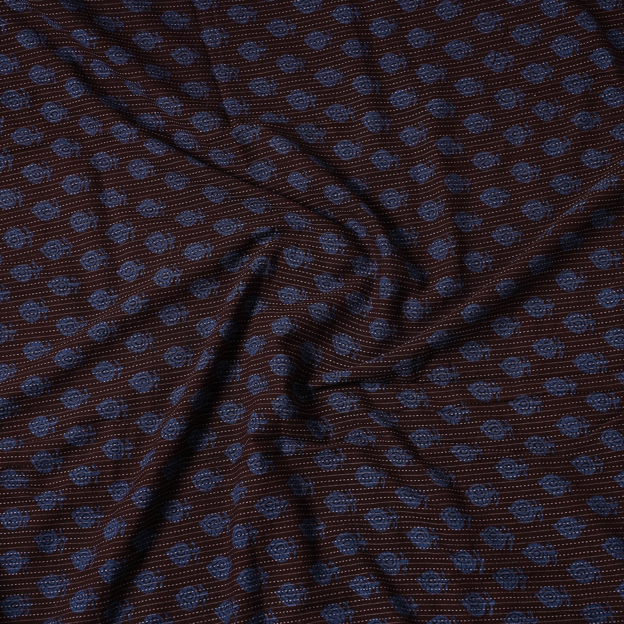 BAGH PRINTS BY UMAR FARUK KHATRI Black - Bagh Block Printed Kantha Style Cotton Precut Fabric (2 Meter) - view 2