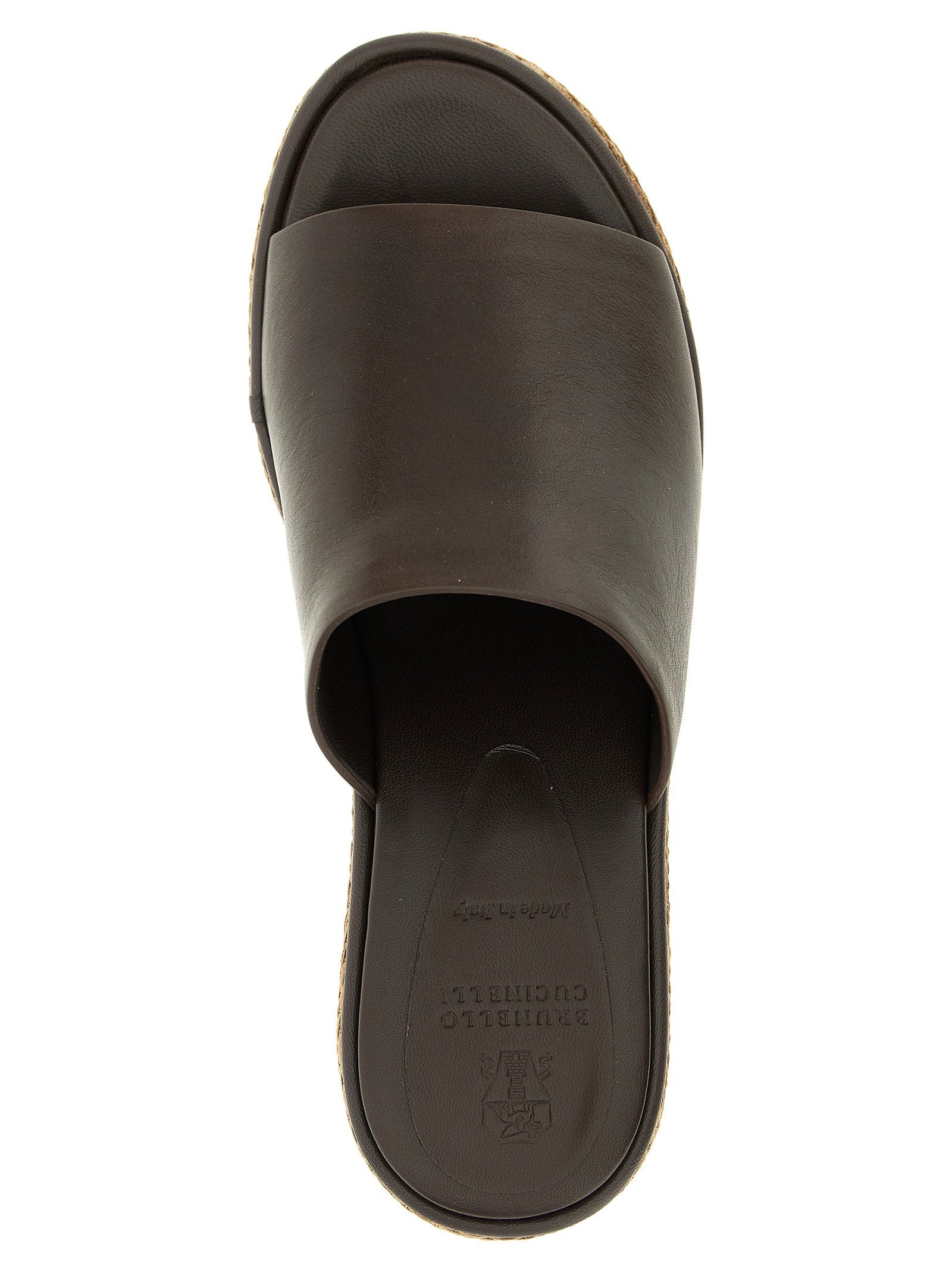 Brunello Cucinelli Leather And Raffia Wedges - view 4