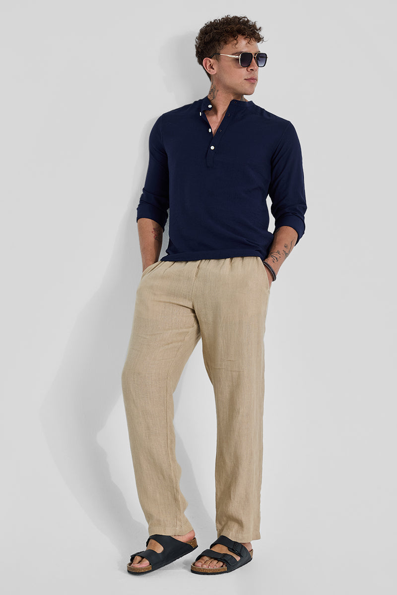 SNITCH Navy Textured Slim Fit Kurta - view 3