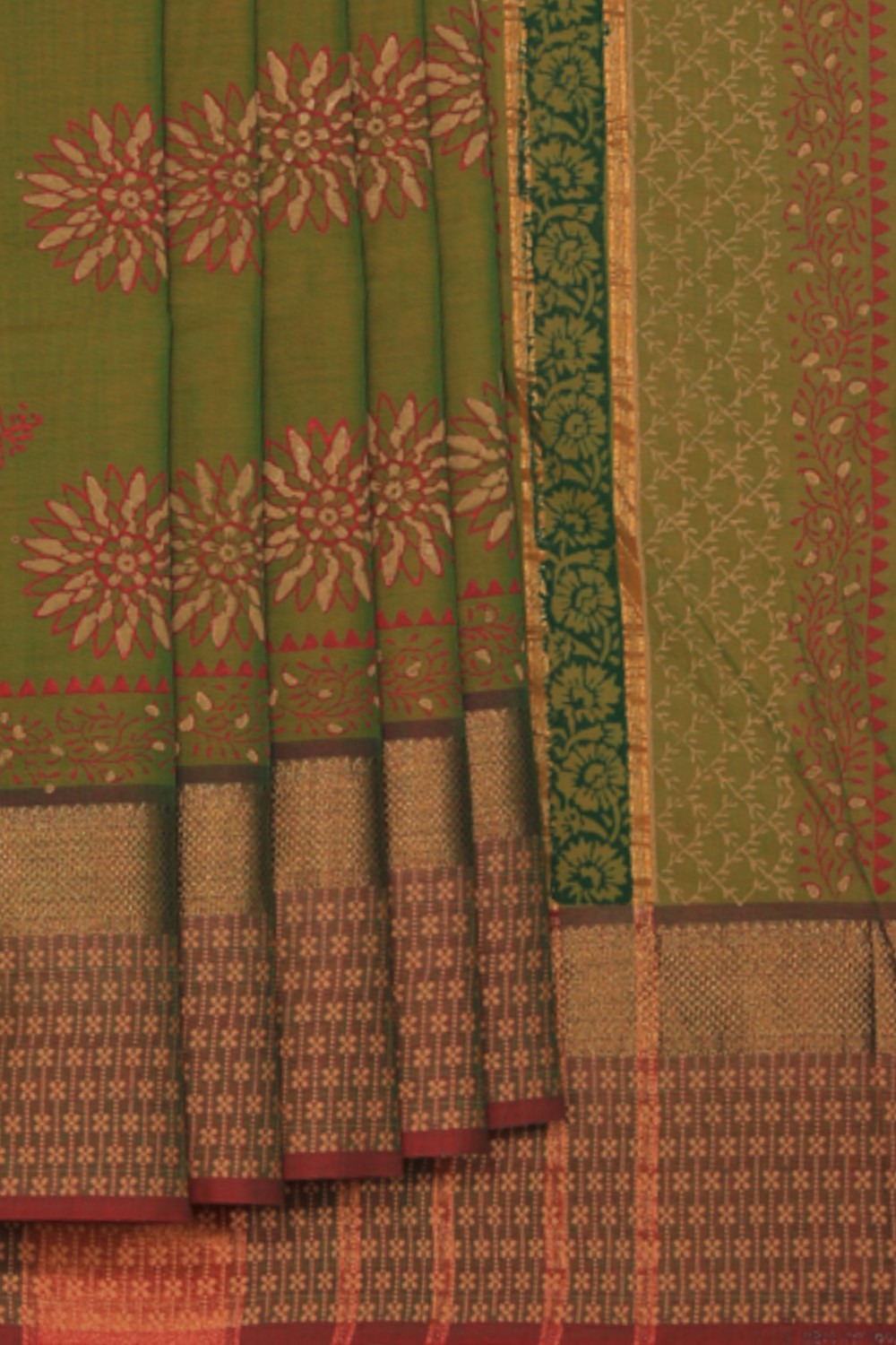 Kalanjali Ethnics Hand block printed cotton saree