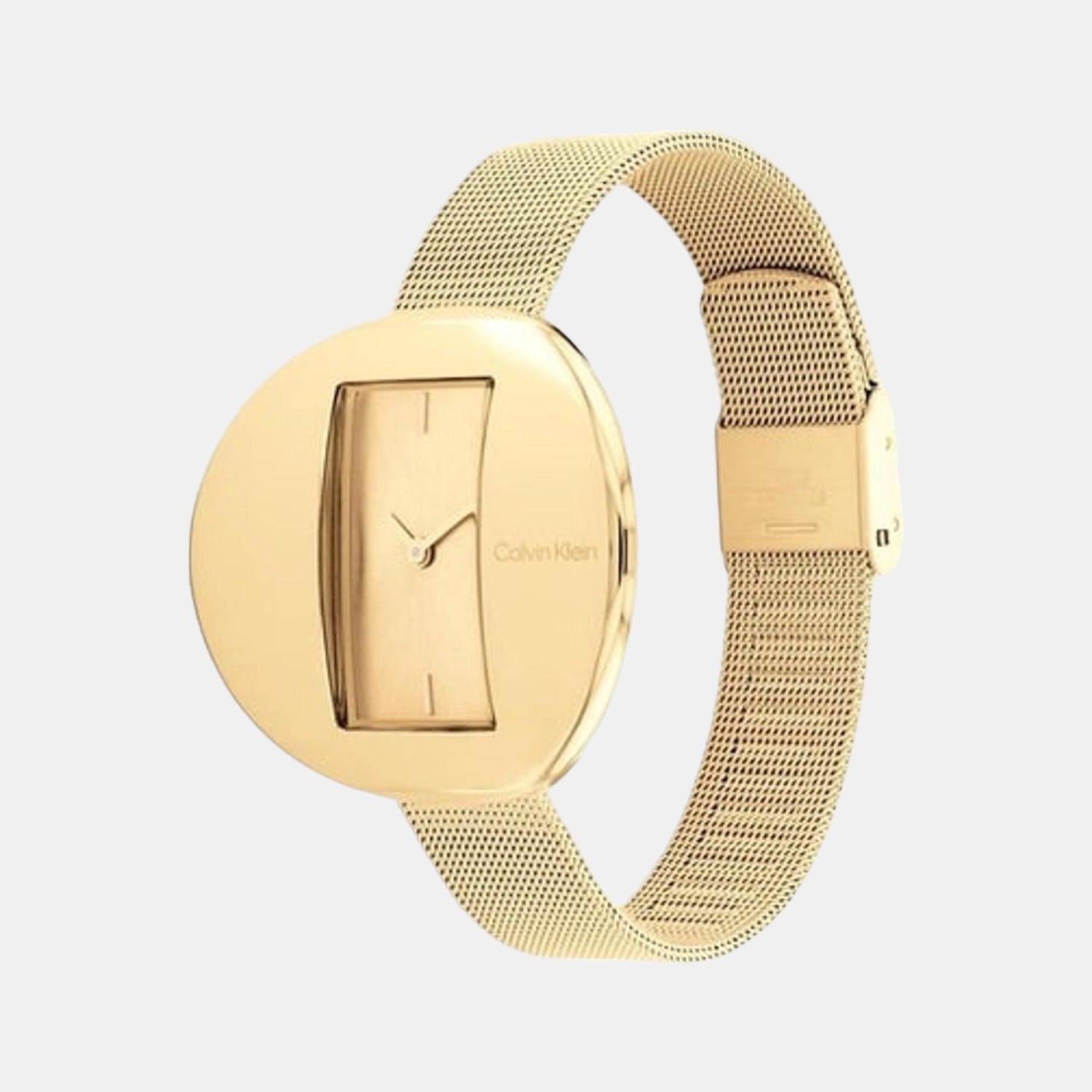 Calvin Klein Circular Women Quartz Gold Dial Analog Stainless Steel Watch 25200146