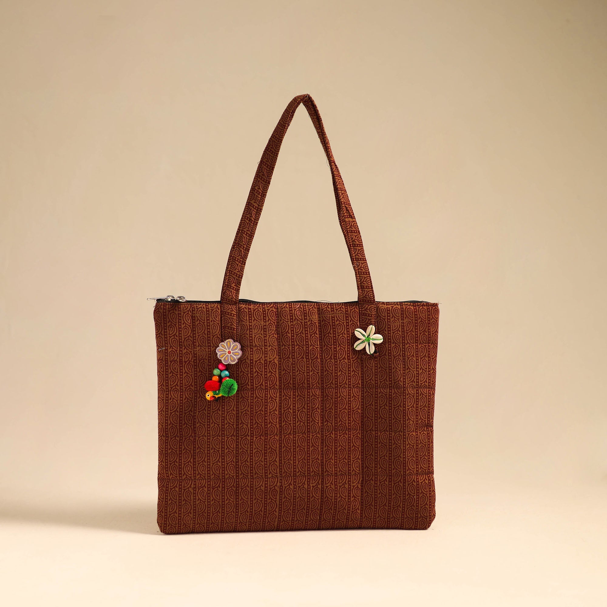 NOORI BAZAR Brown - Handcrafted Quilted Cotton Handbag 11