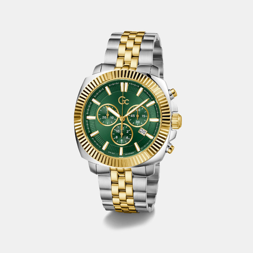 GC Flair Coussin Men Quartz Green Dial Chronograph Stainless Steel Watch Z46002G9MF