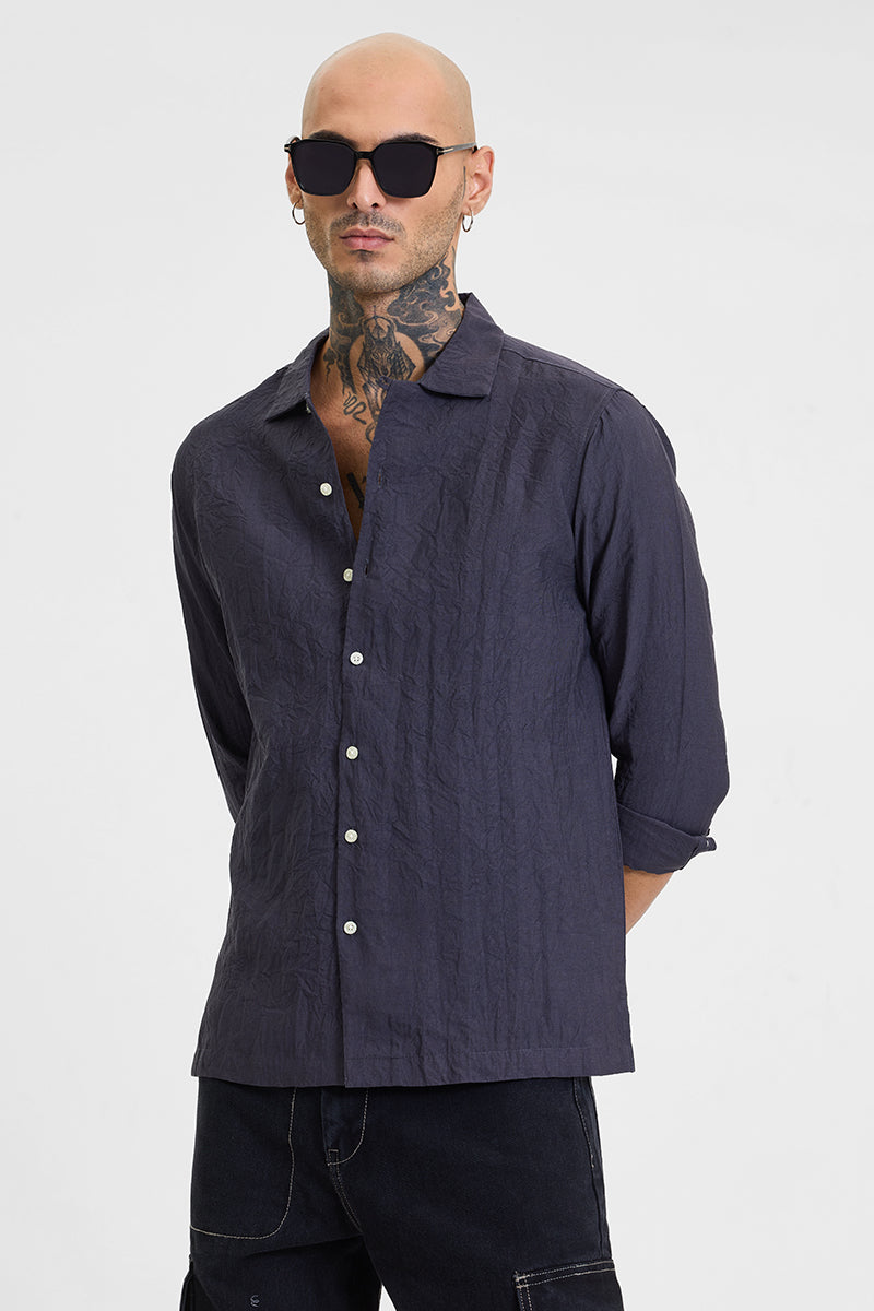 SNITCH Charcoal Grey Crinkle Shirt
