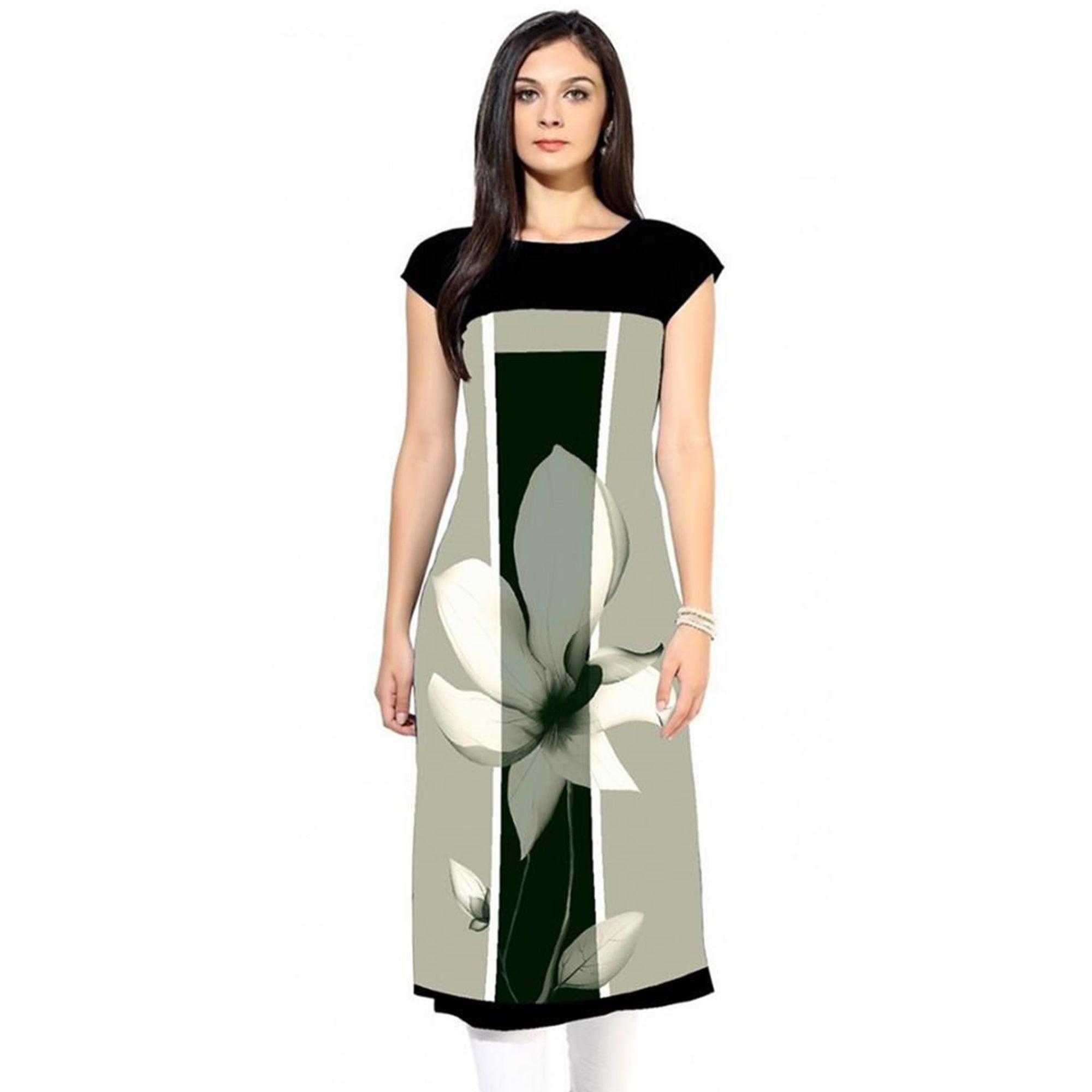 Peachmode Seller Captivating Light Gray Colored Casual Digital Printed Rayon Kurti