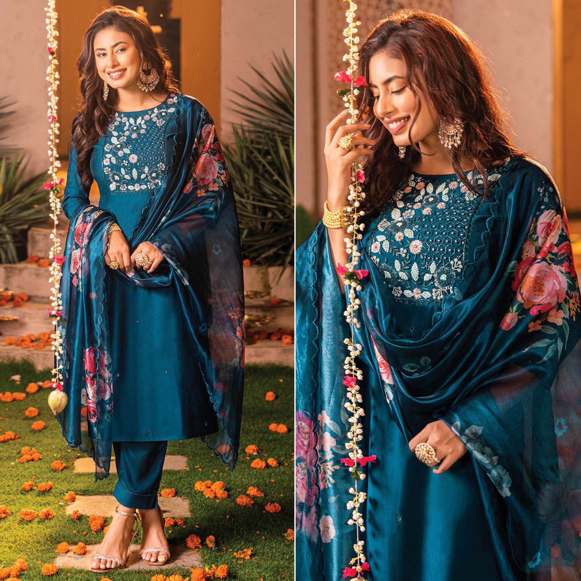 Peachmode Morpich Handwork Embroidered Viscose Salwar Suit
