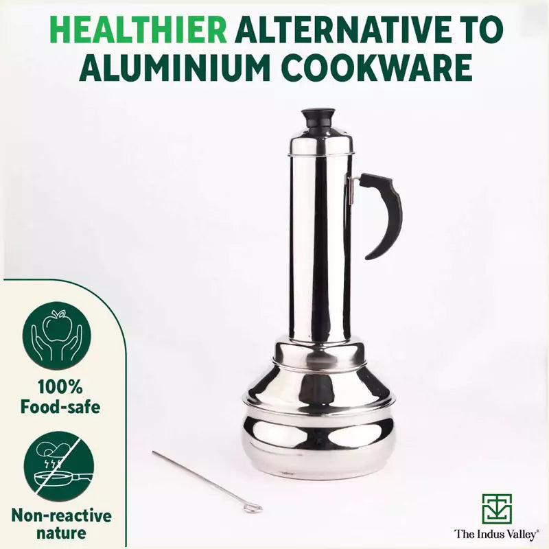 The Indus Valley Stainless Steel Puttu Maker, Premium Quality, 100% Toxin-free, Non-stick, Bakelite Handle, Induction & Gas - view 7