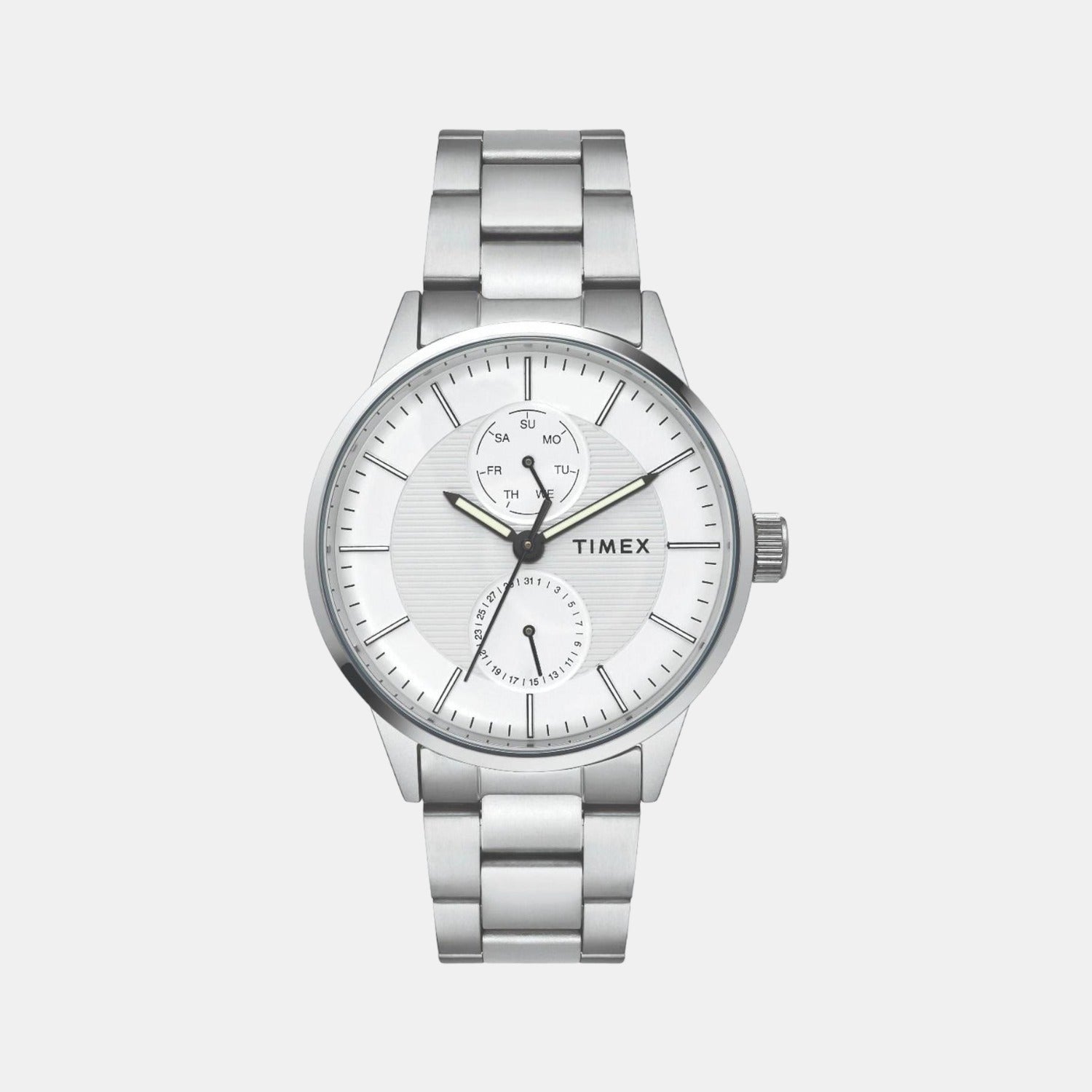 Timex Fashion Men Quartz Silver Dial Chronograph Stainless Steel Watch TWEG19900
