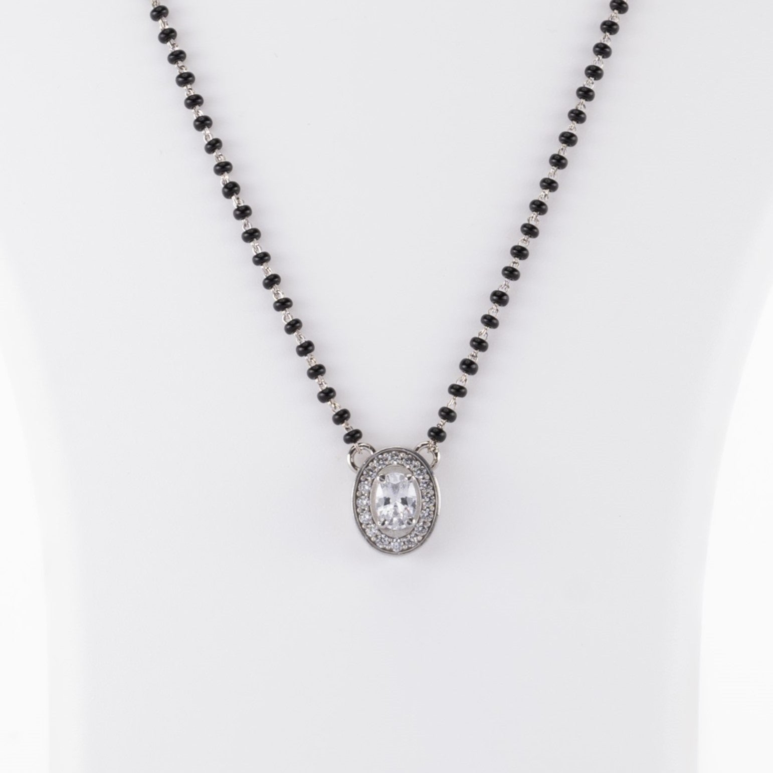 Prinjal Jewellers Solitaire Oval Shape Mangalsutra In Silver 92.5 - view 2