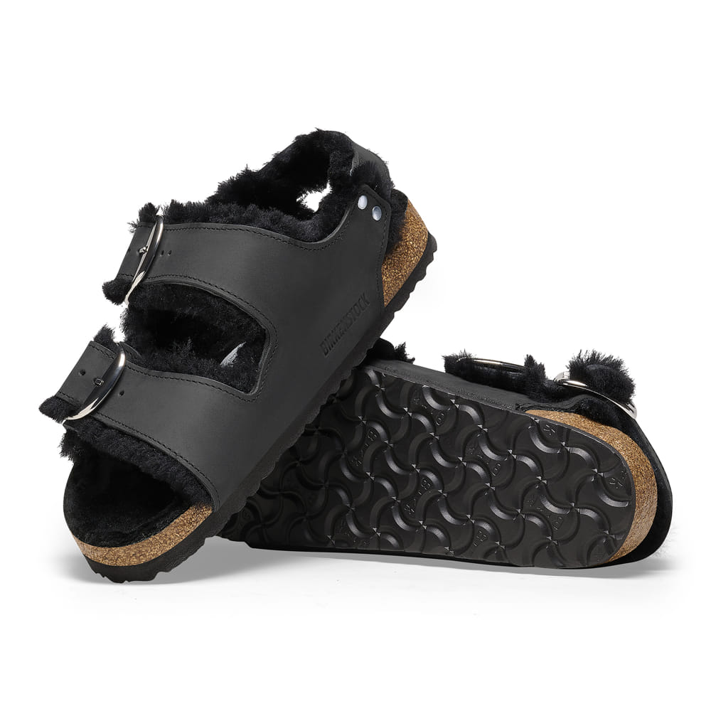 Birkenstock Milano Big Buckle Shearling Oiled Leather