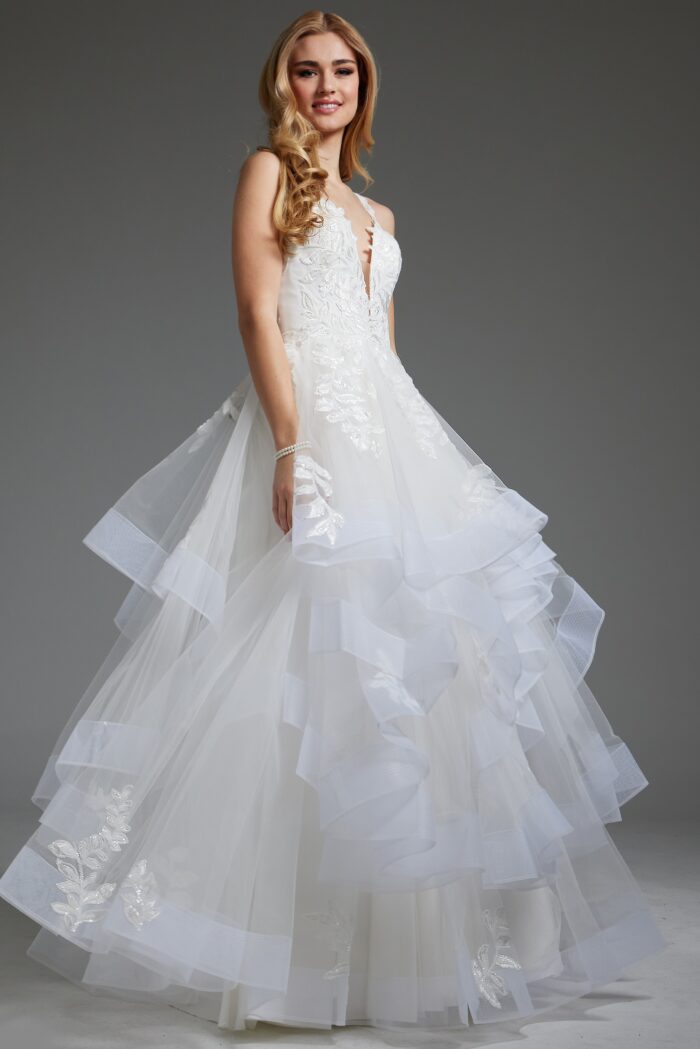 Jovani JB41002 Long Layered Bridal Gown A Line Wedding Dress - view 2