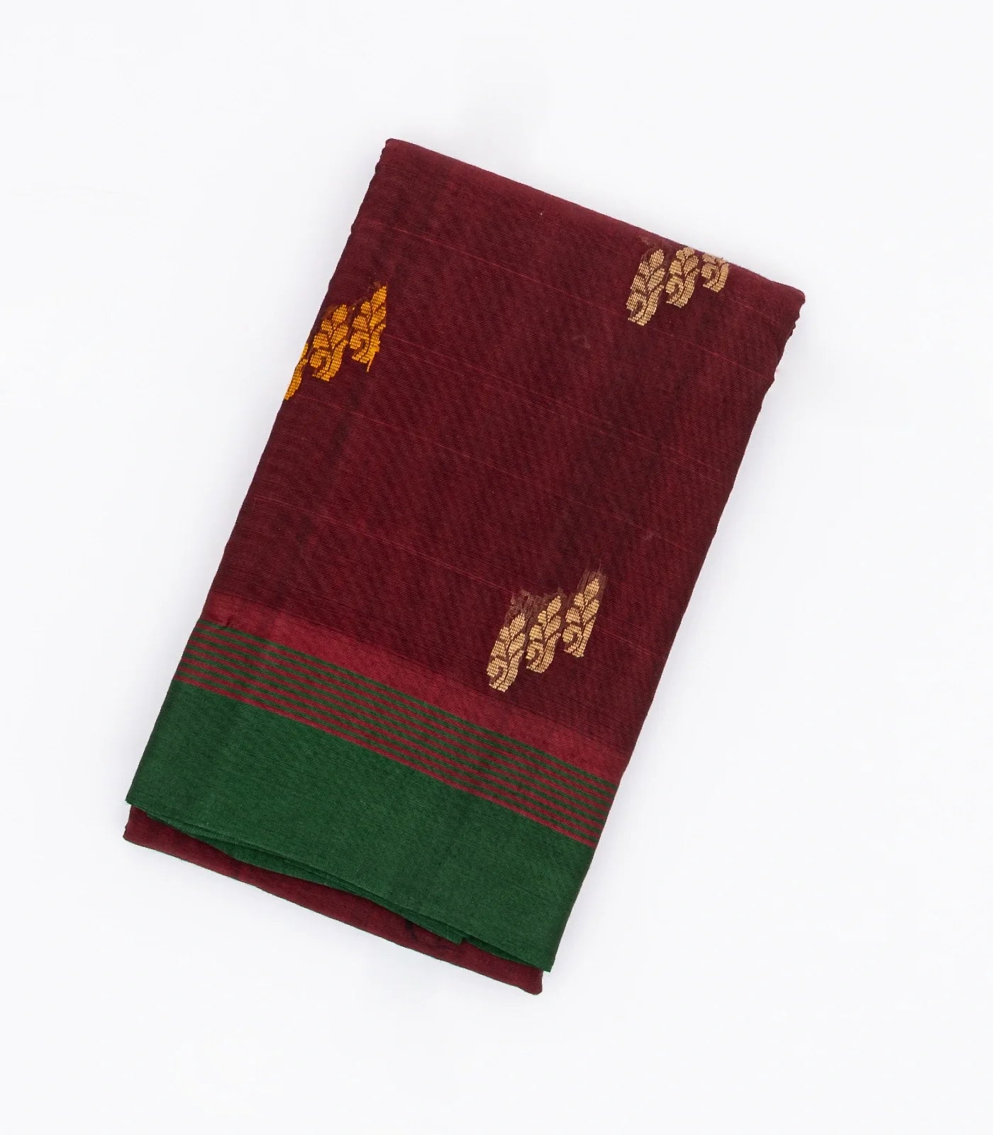 RmKV Maroon Handloom Rasipuram Cotton Saree With Floral Buttas