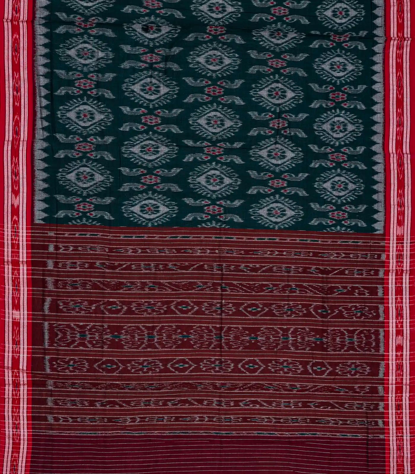 RmKV Teal Orissa Cotton Saree With Tie & Dye Floral Motifs - view 2