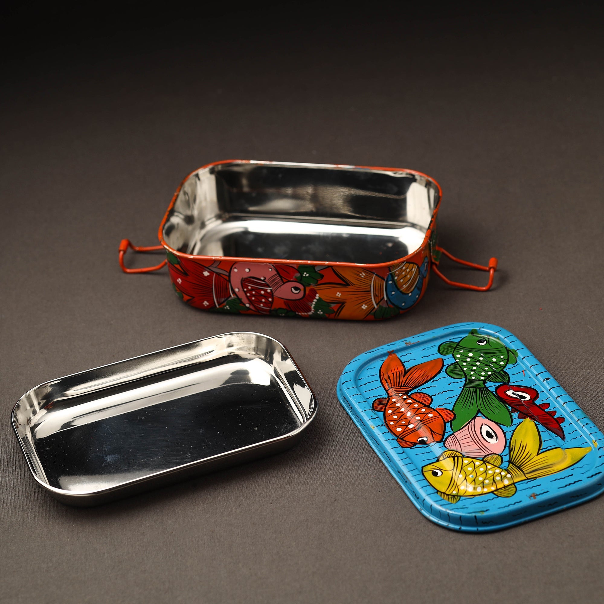 AAYAAS Bengal Patua Handpainted Stainless Steel Lunch Box (6 x 4 in) - view 2