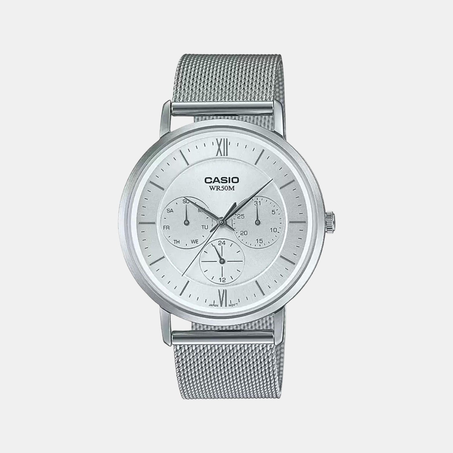 Casio Enticer Men Quartz White Dial Chronograph Stainless Steel Watch A1922