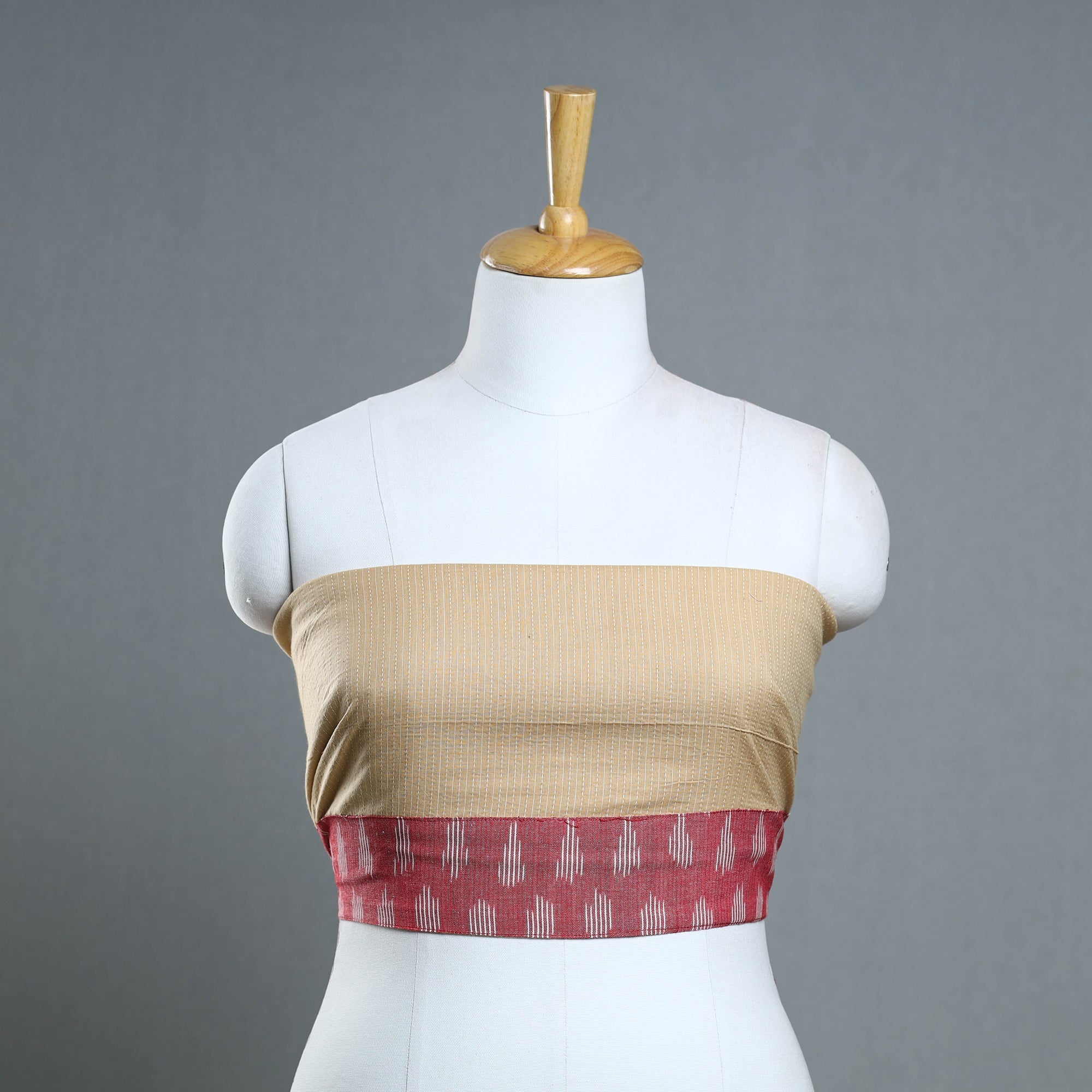 NOORI BAZAR Beige - Handmade Running Stitch Plain Cotton Blouse Piece 112
