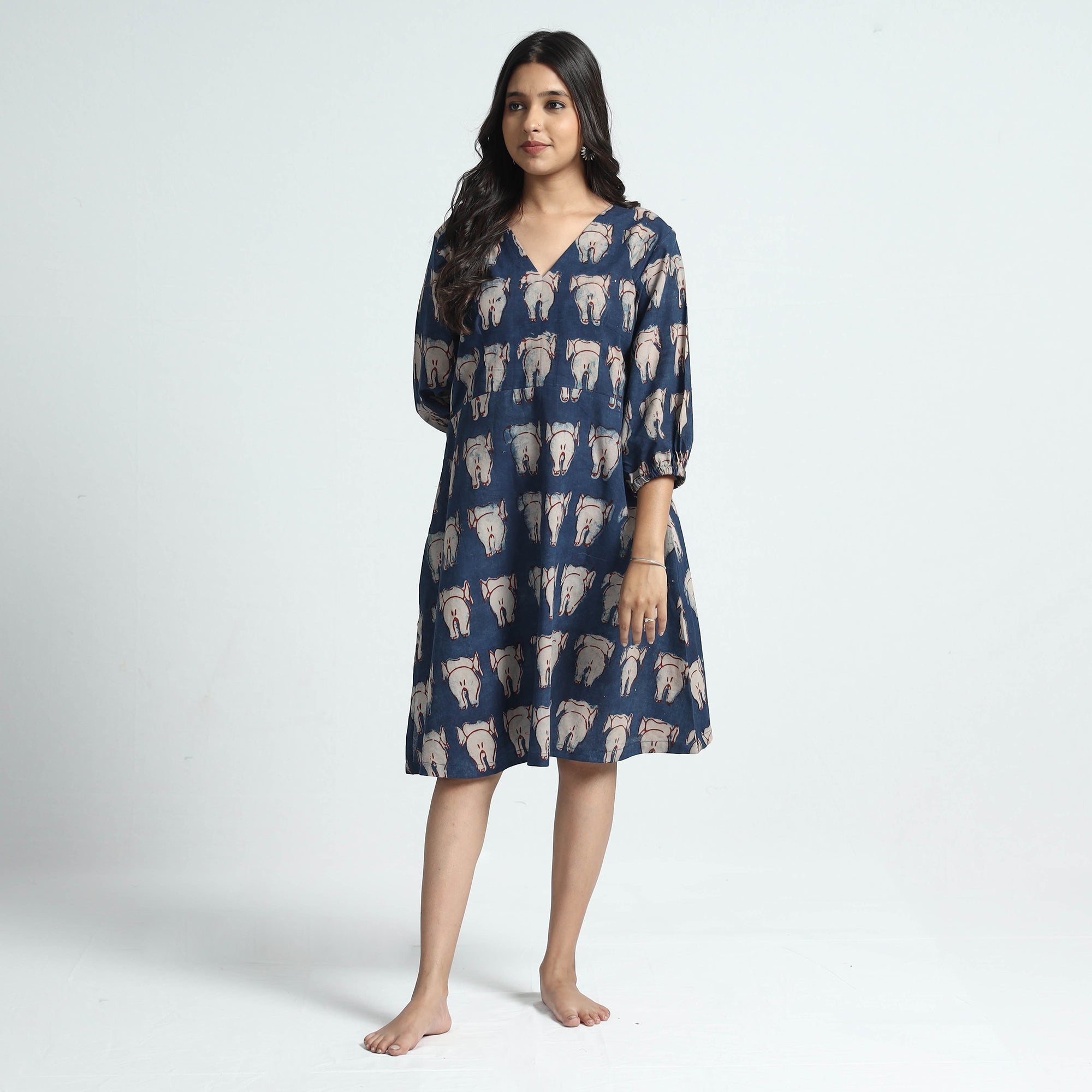 ITOKRI CASUALS Blue - Bindaas Art Block Printed Cotton Dress - view 2