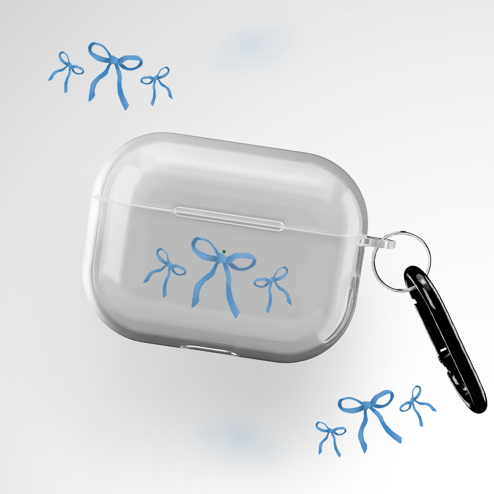 Cover It Up Aesthetic Blue Bow Clear Airpods Pro 2 Case Covers - view 2