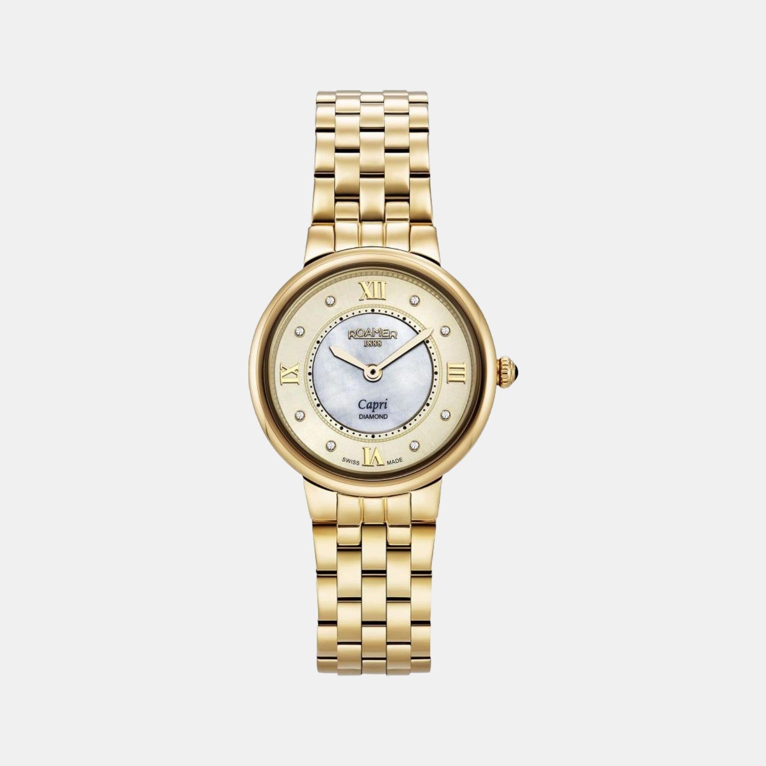 Roamer Capri Diamond Women Quartz White Dial Analog Stainless Steel Watch 859845 48 29 50
