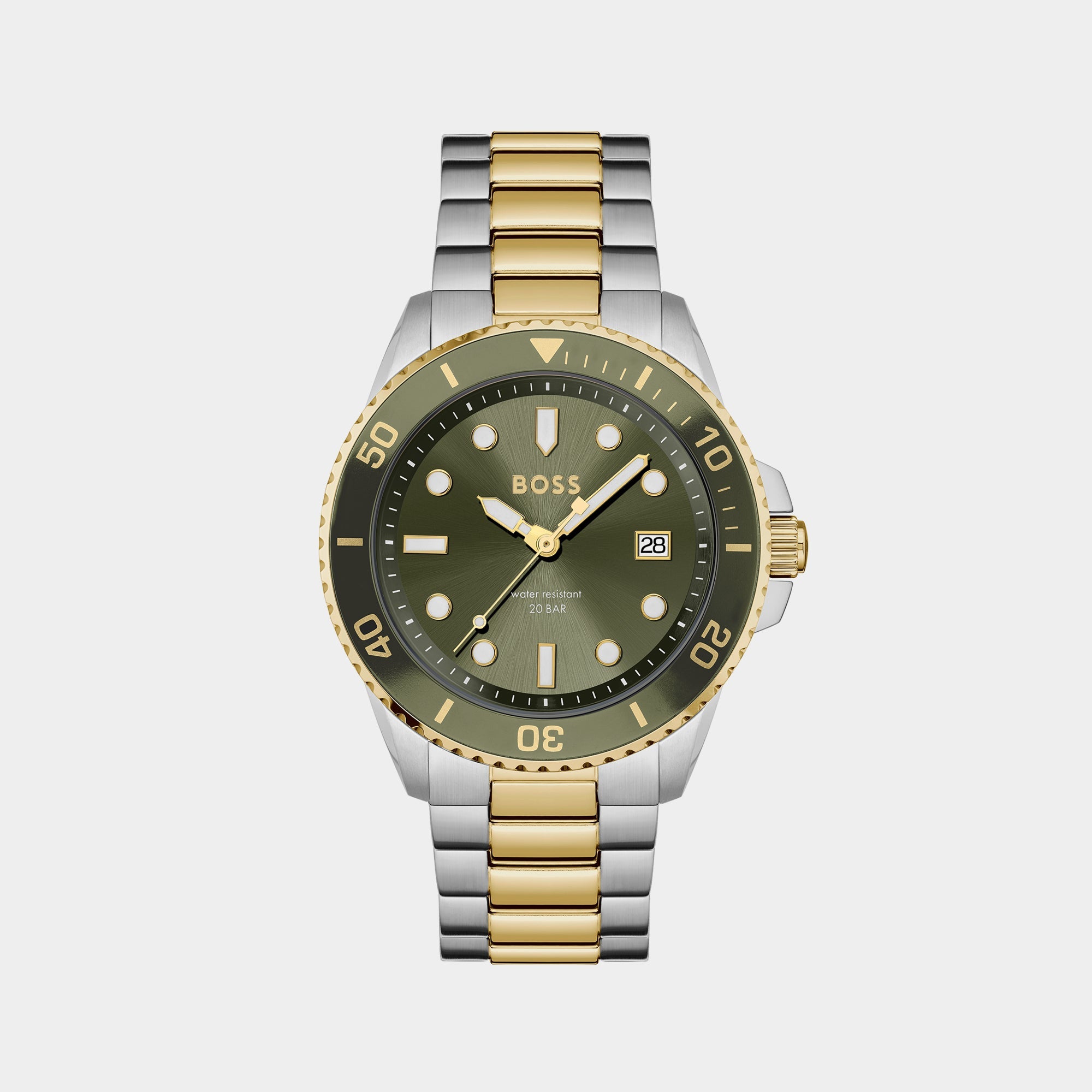 Boss Ace Men Quartz Olive Green Dial Analog Stainless Steel Watch 1514011