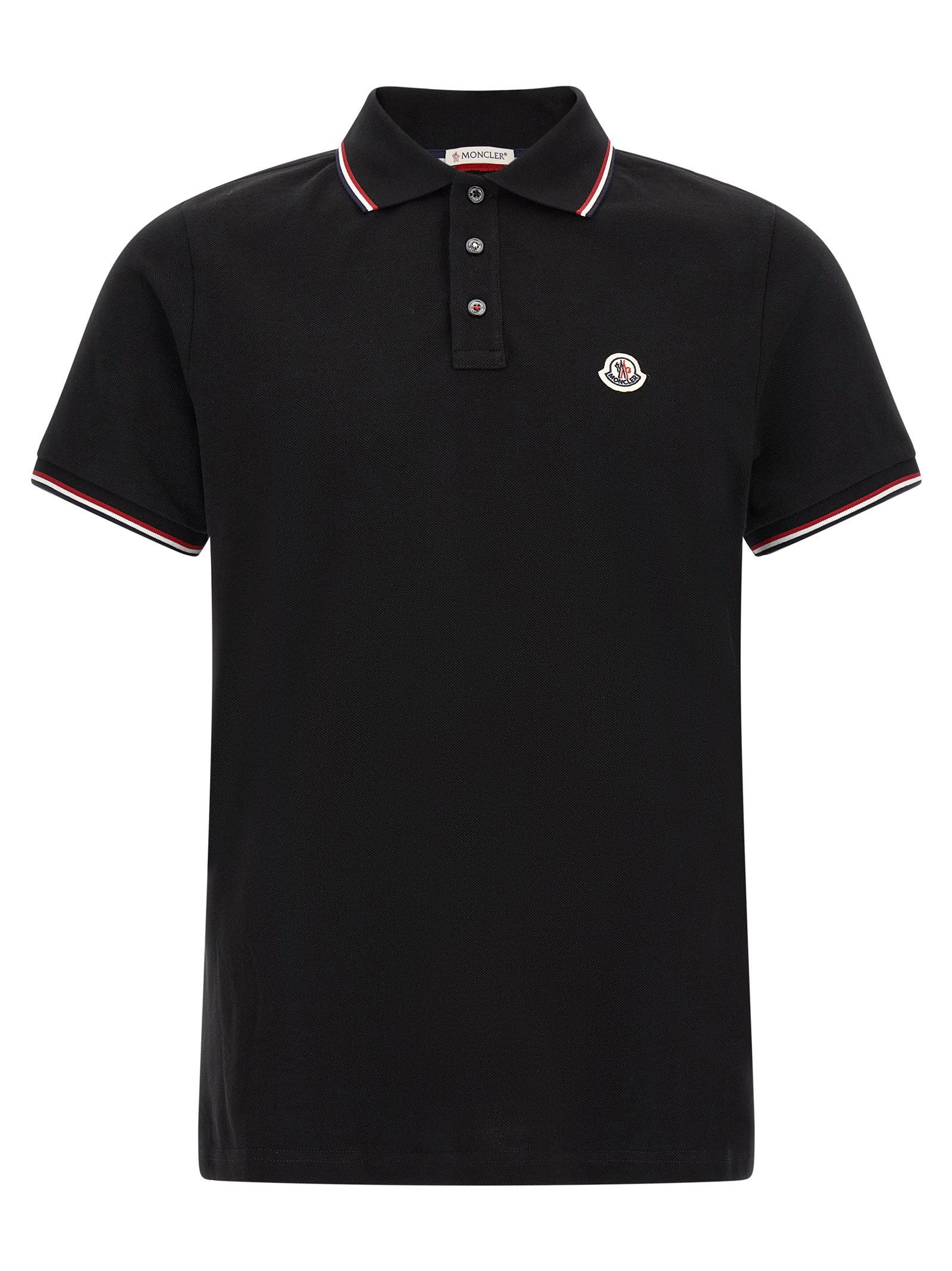 Moncler Tricolor Trim Polo Shirt – 100% cotton