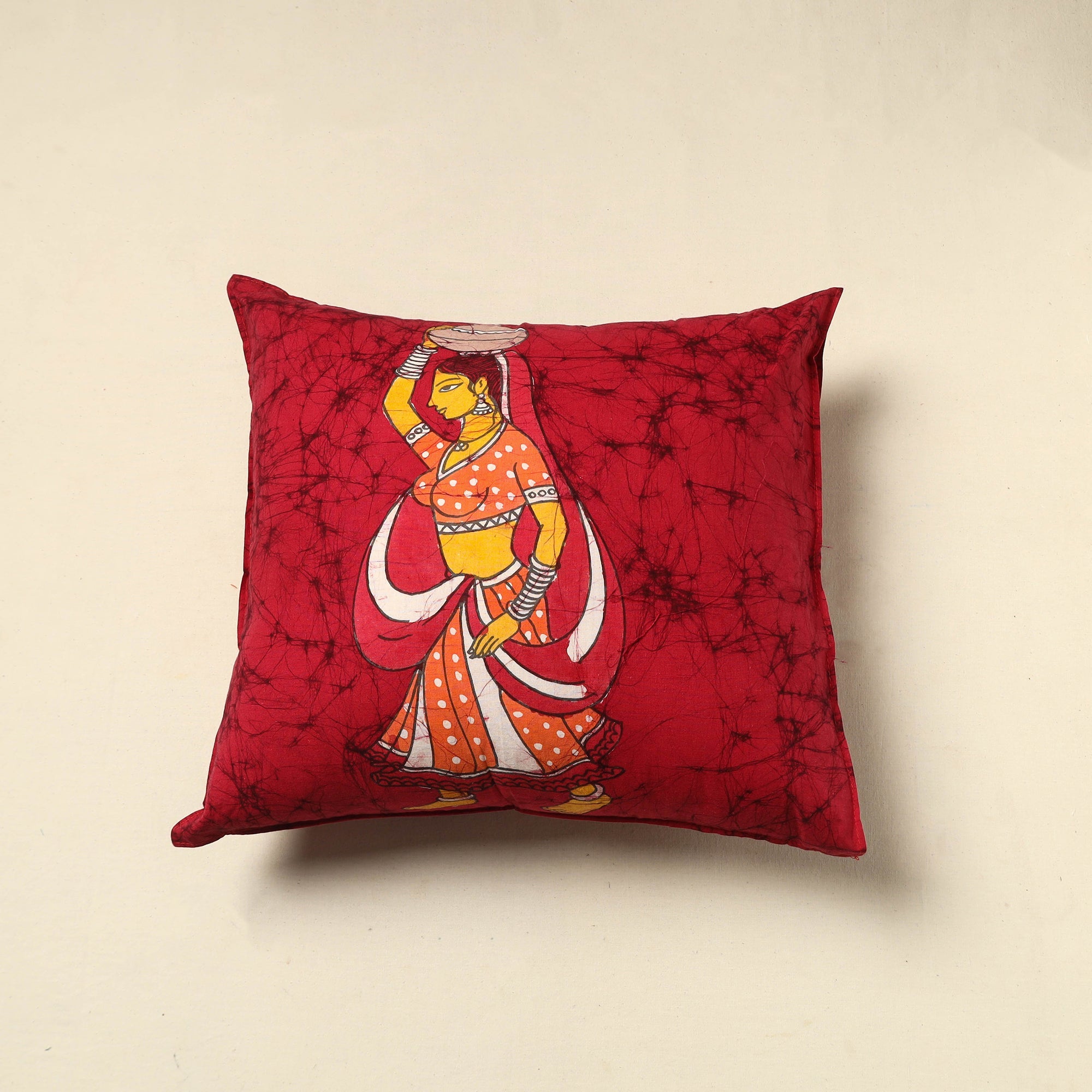 KACHCHH JI CHHAAP Pure Cotton Hand Batik Cushion Cover (18 x 18 in) 72