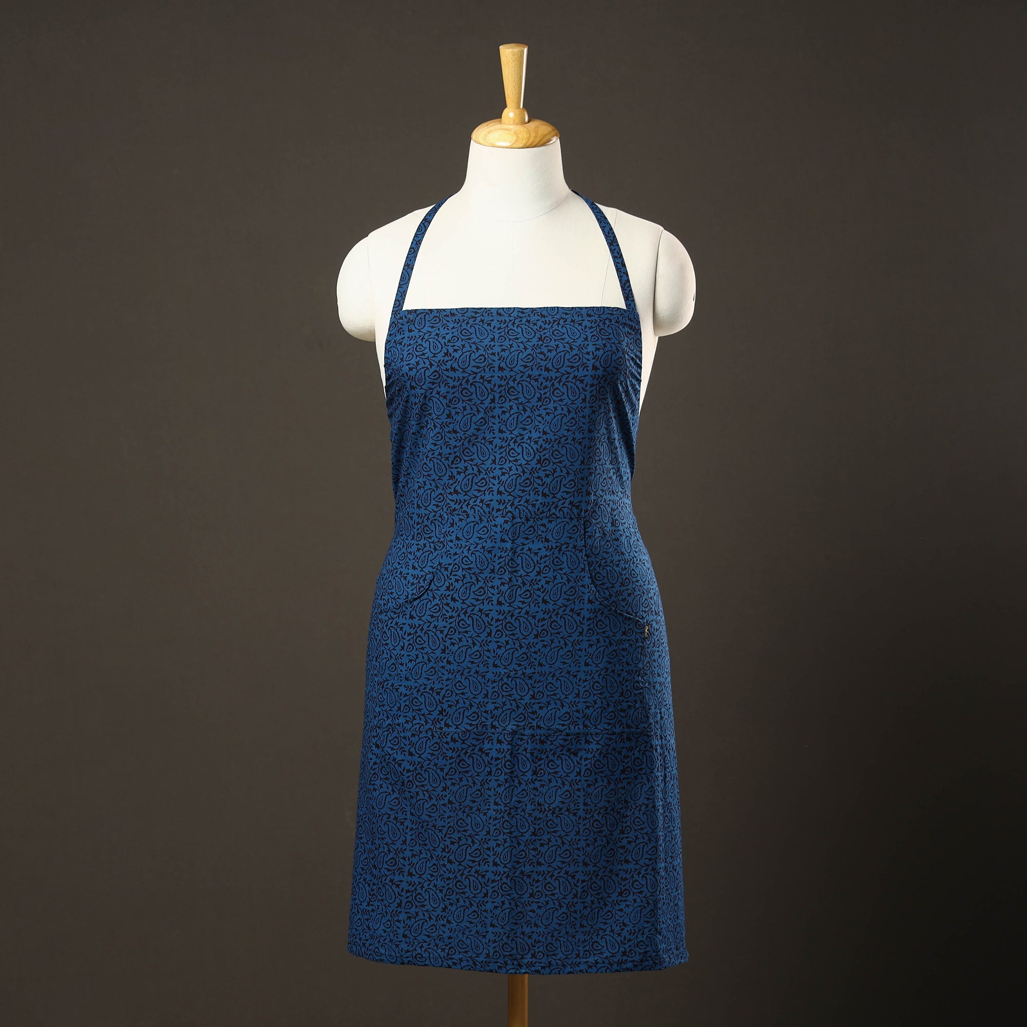 ITOKRI CRAFTS INITIATIVE Bagh Block Printed Cotton Apron with Pocket 38