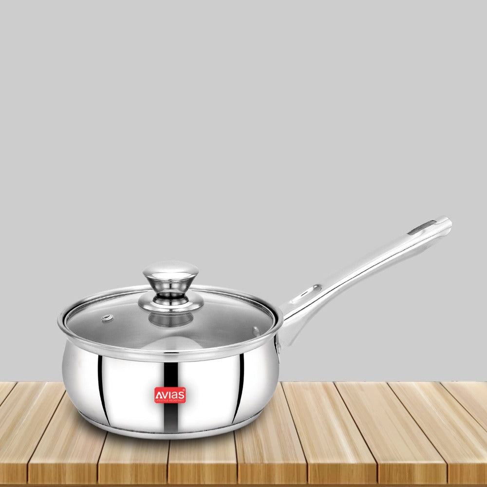 AVIAS Inox IB Stainless Steel Saucepan With Glass Lid | Gas & Induction Compatible | Silver - view 2