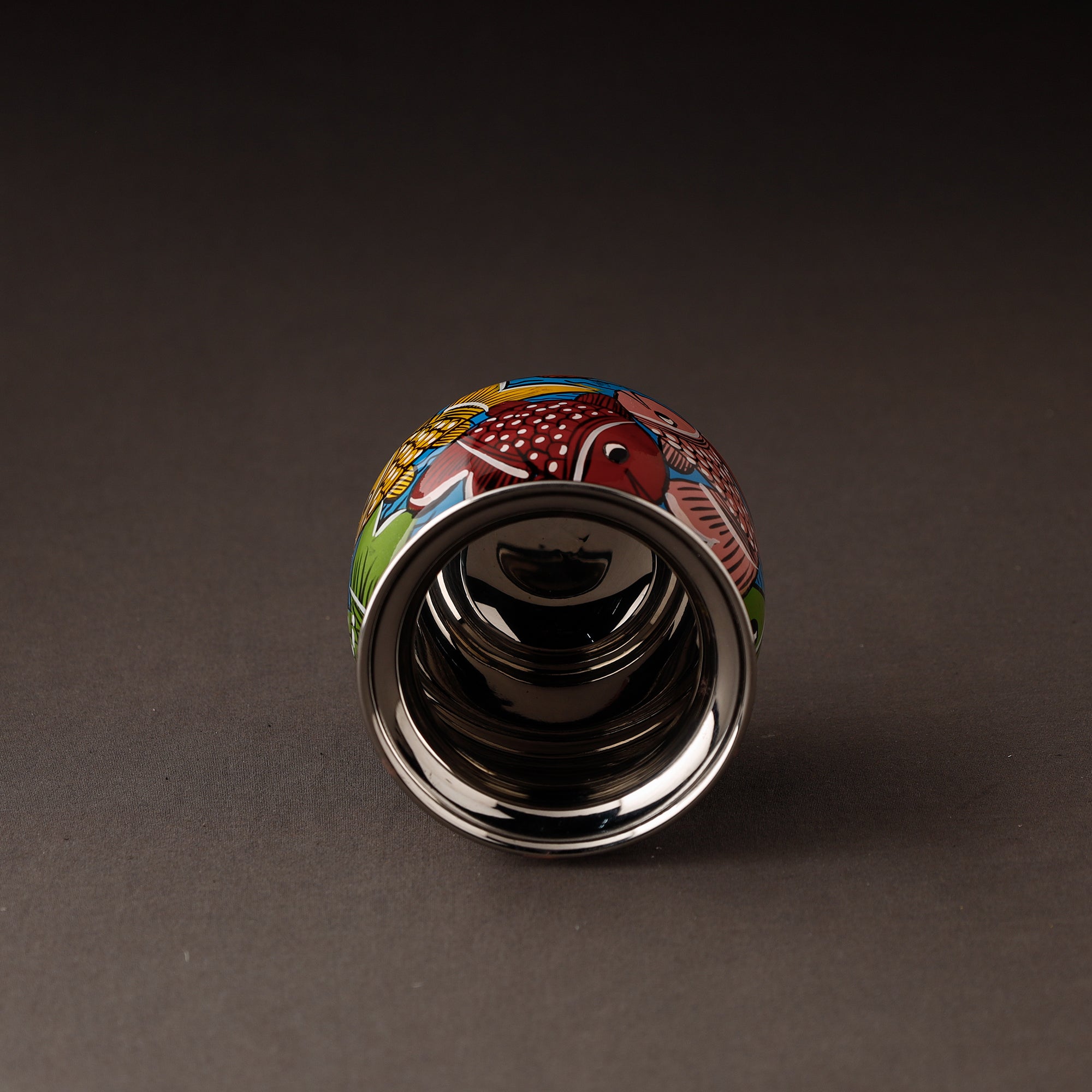 AAYAAS Bengal Patua Handpainted Stainless Steel Lota / Kalash / Container - view 2