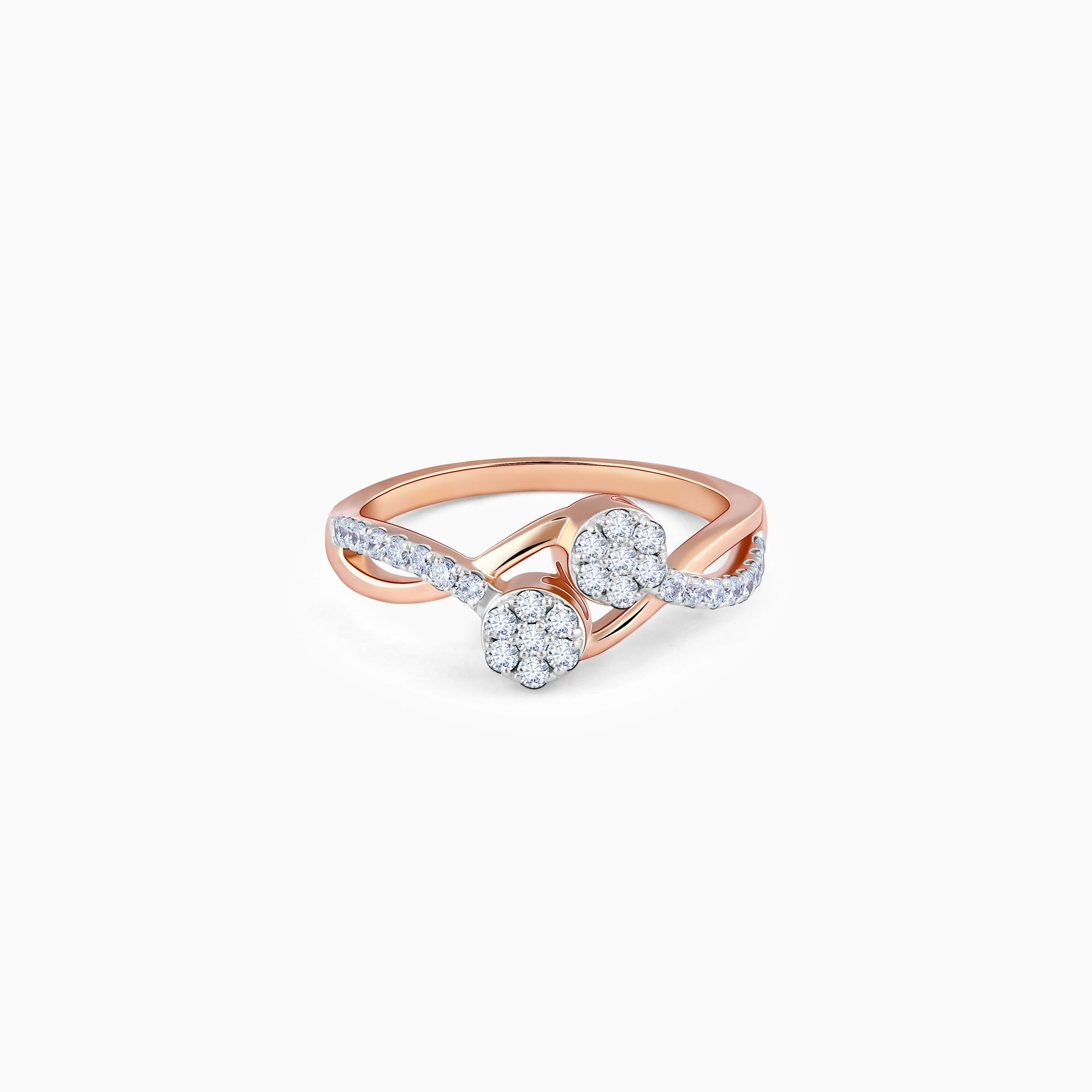 GIVA Jewellery Rose Gold Dual Wavy Diamond Ring