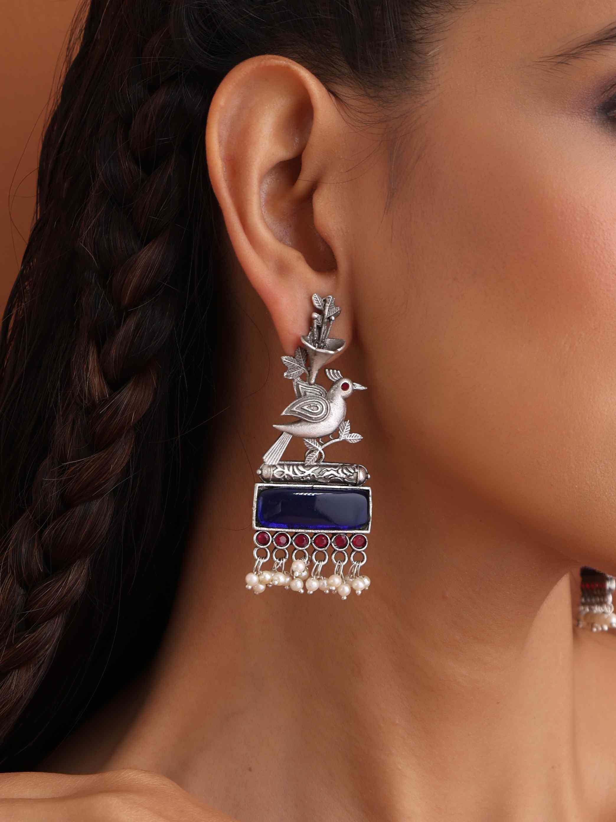trueBrowns Silver Tone Bird Earrings - view 4
