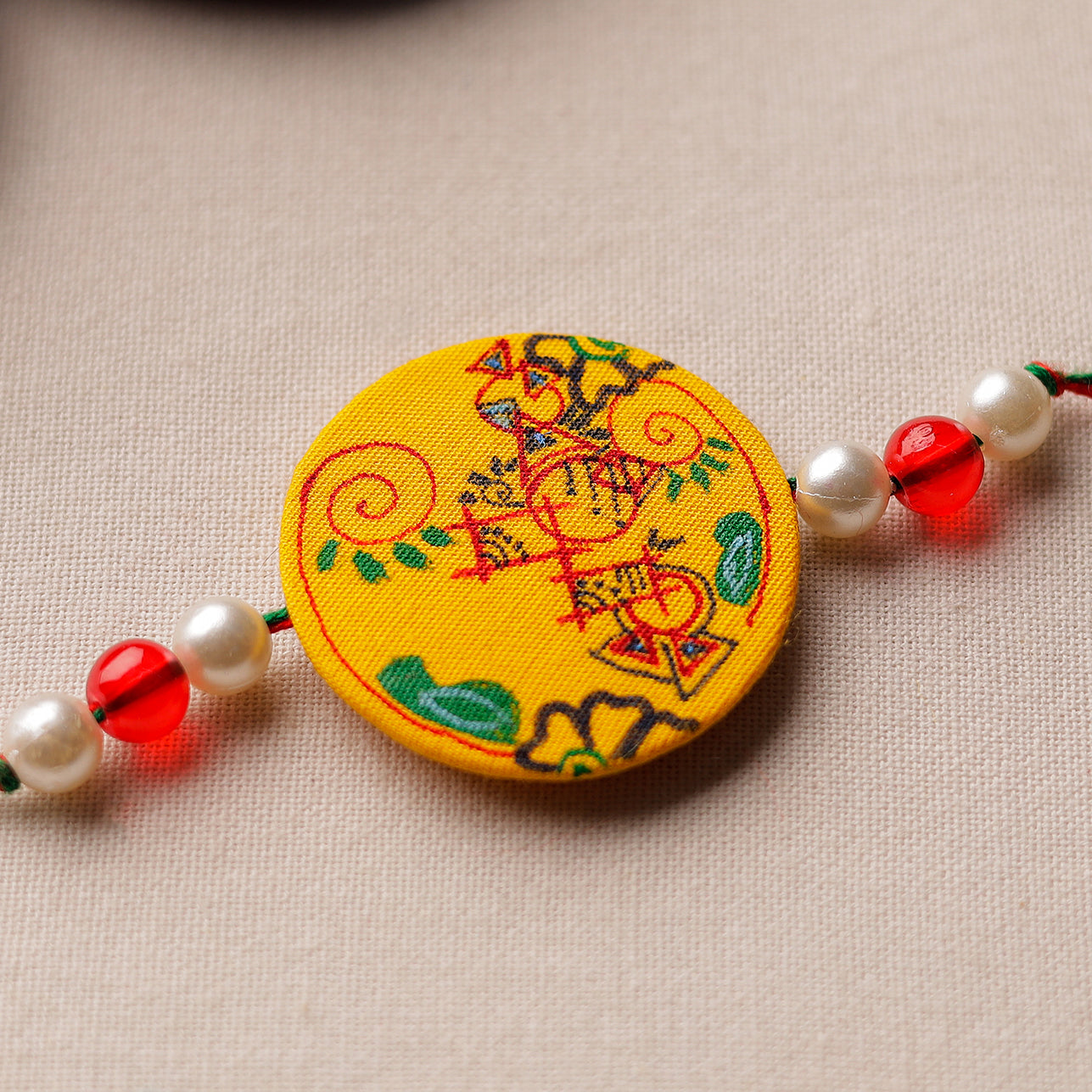 KHUSHBASH - HAPPY LOOM OF EAST Bishnupur Handpainted Fabric Rakhi 06 - view 2