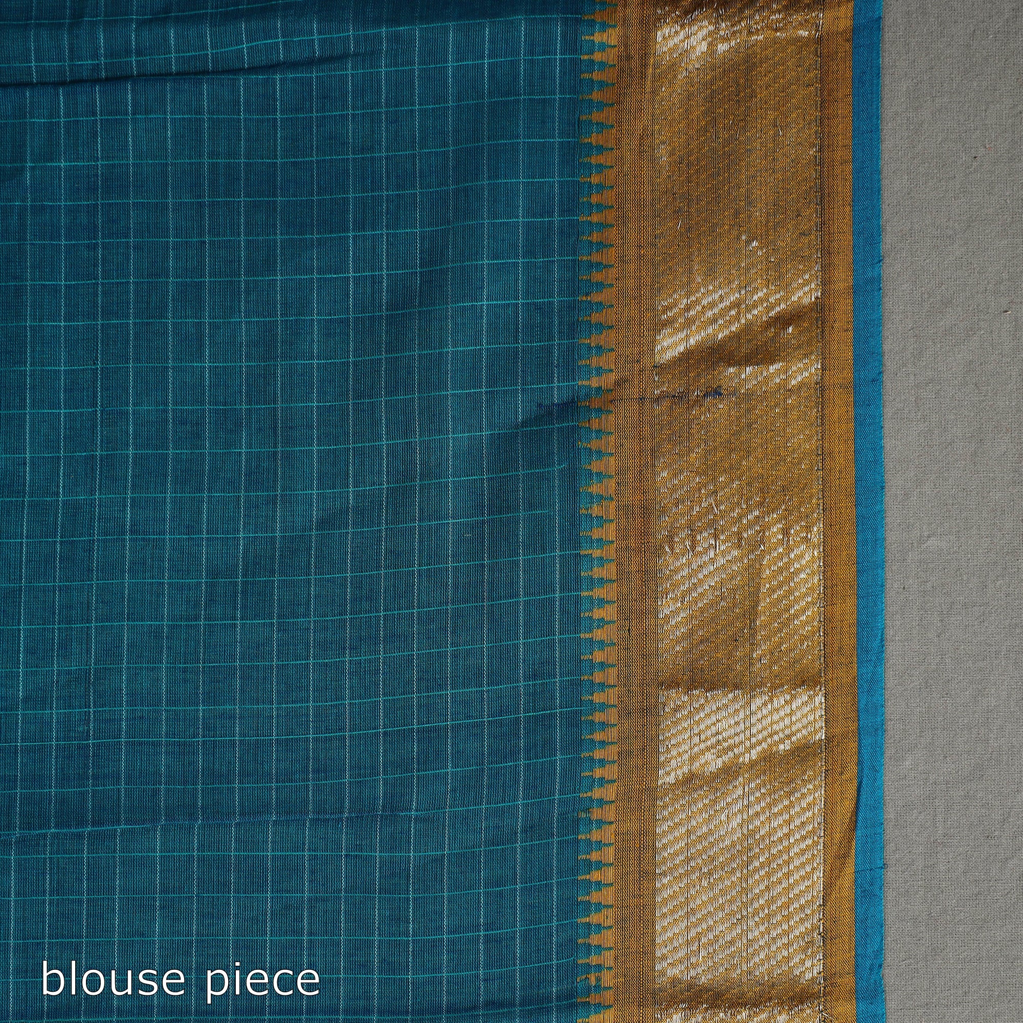 CREYO Blue - Checks Zari Dobby Cotton Handloom Saree 25 - view 7