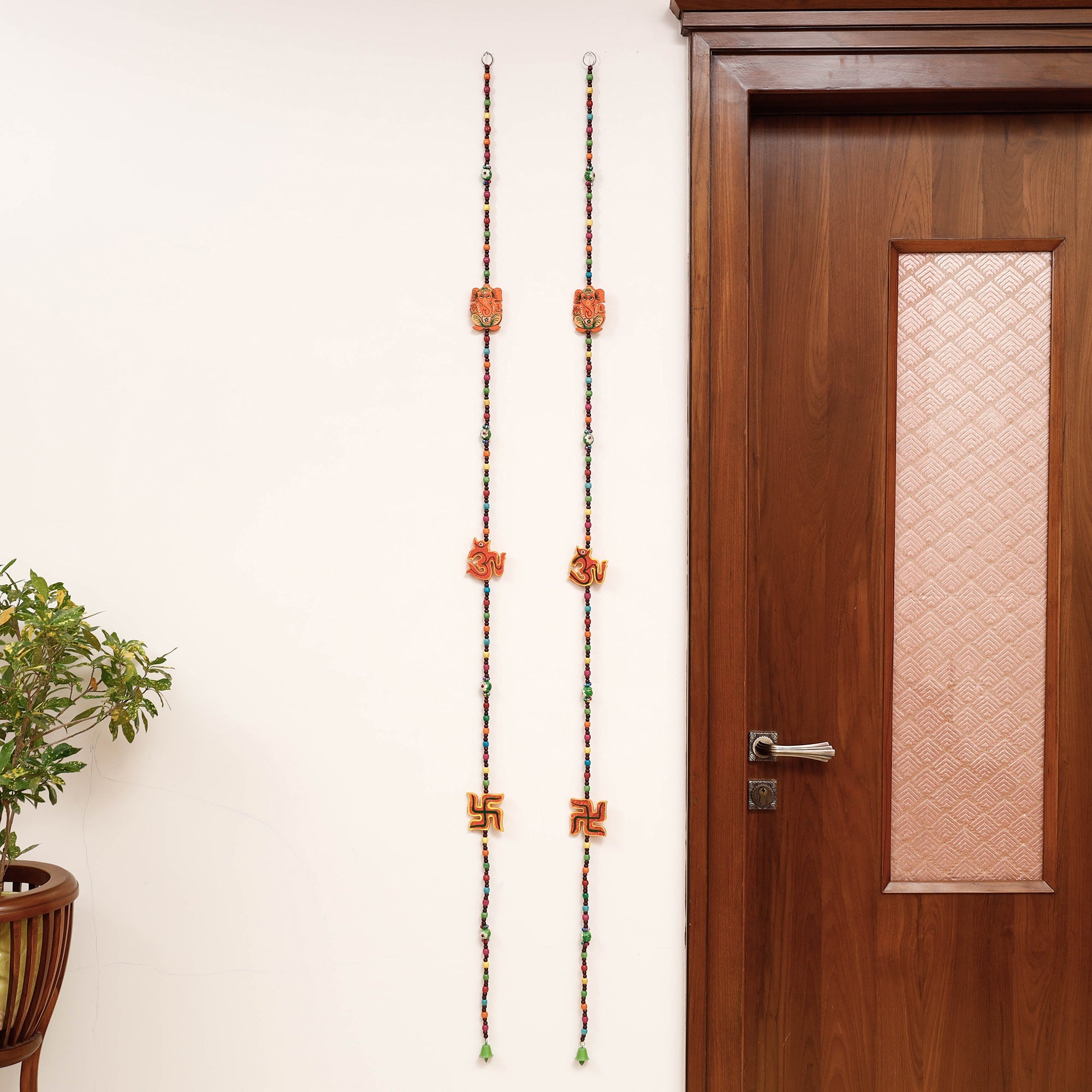 DEVENDRA SINGH Banaras Handpainted Wooden Decorative Hangings (Set of 2)