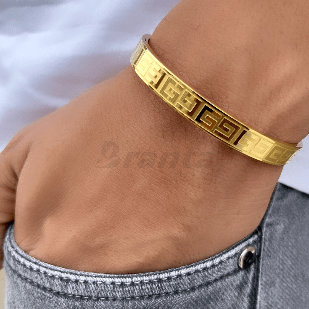 Branta Greek Pattern Gold Men's Bracelet - view 2