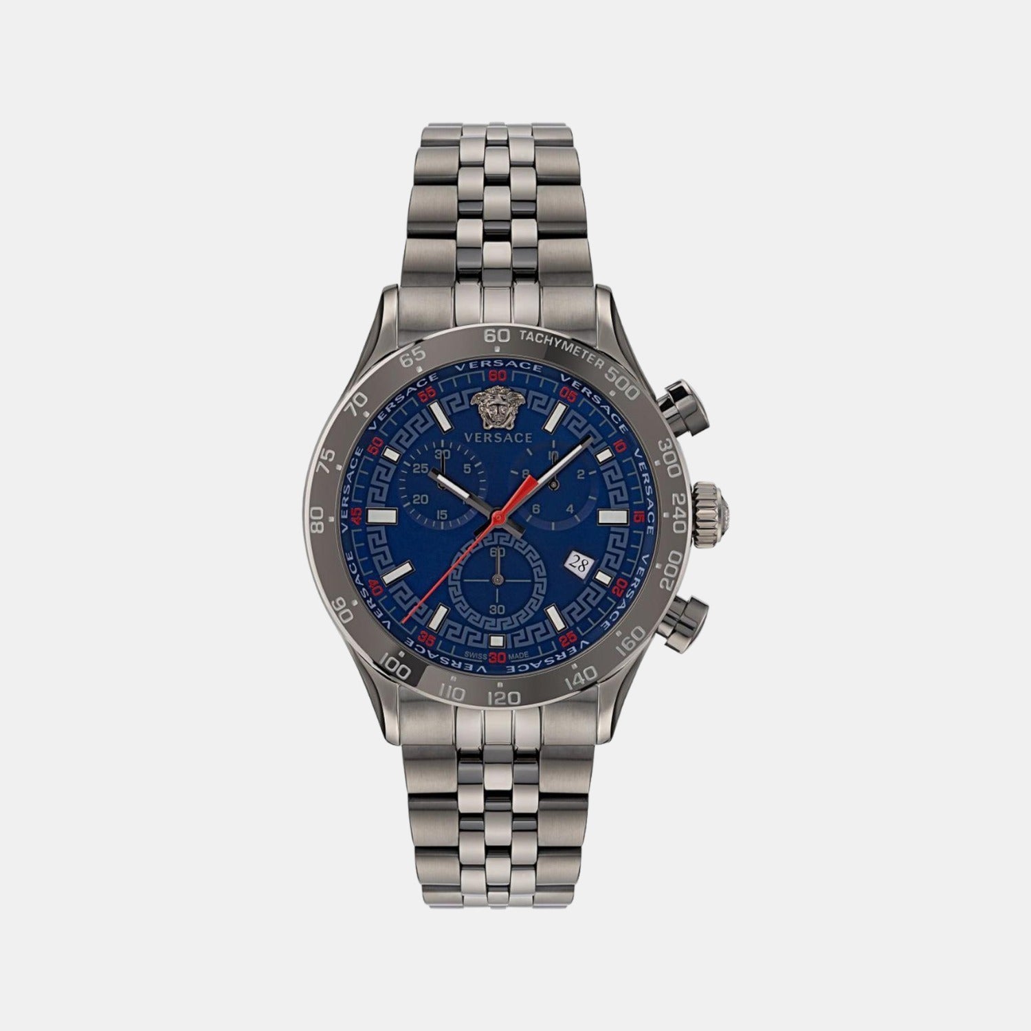 Versace Hellenyium Men Quartz Blue Dial Chronograph Stainless Steel Watch VE2U00722