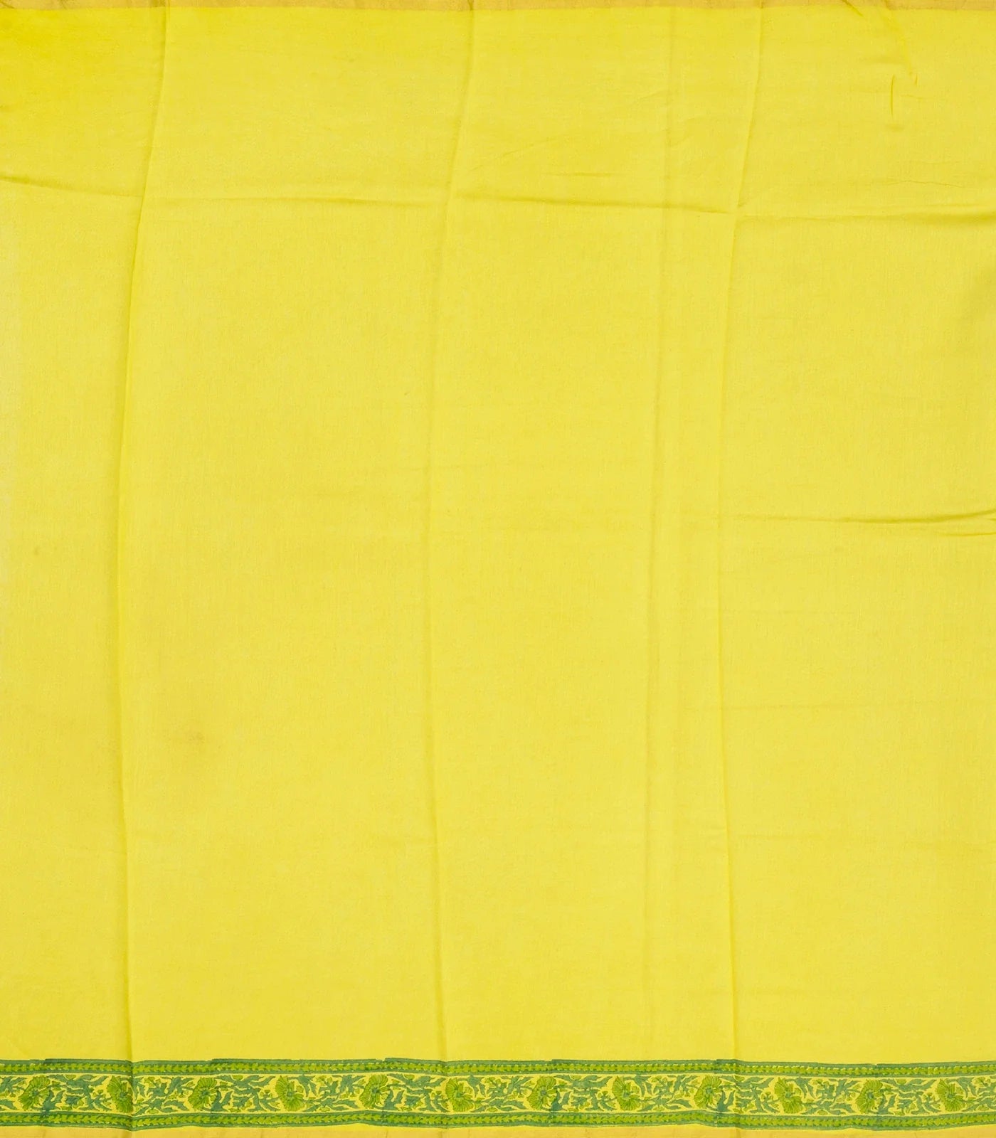 RmKV Lemon Yellow Handloom Chanderi Cotton Saree With Printed Green Floral Motif - view 4