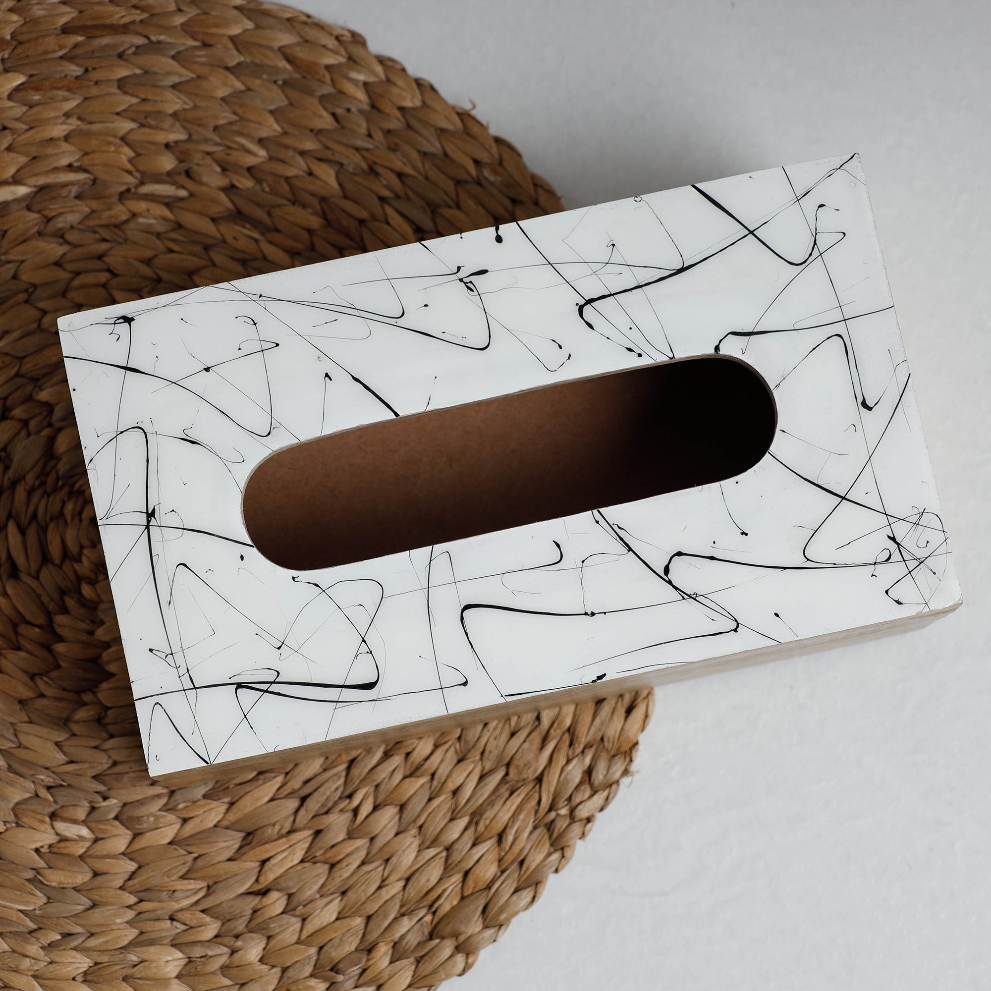 HAVELI CHRONICLES Brown - Handcrafted Mango Wooden Epoxy Resin Tissue Box (9 x 5 in) - view 2